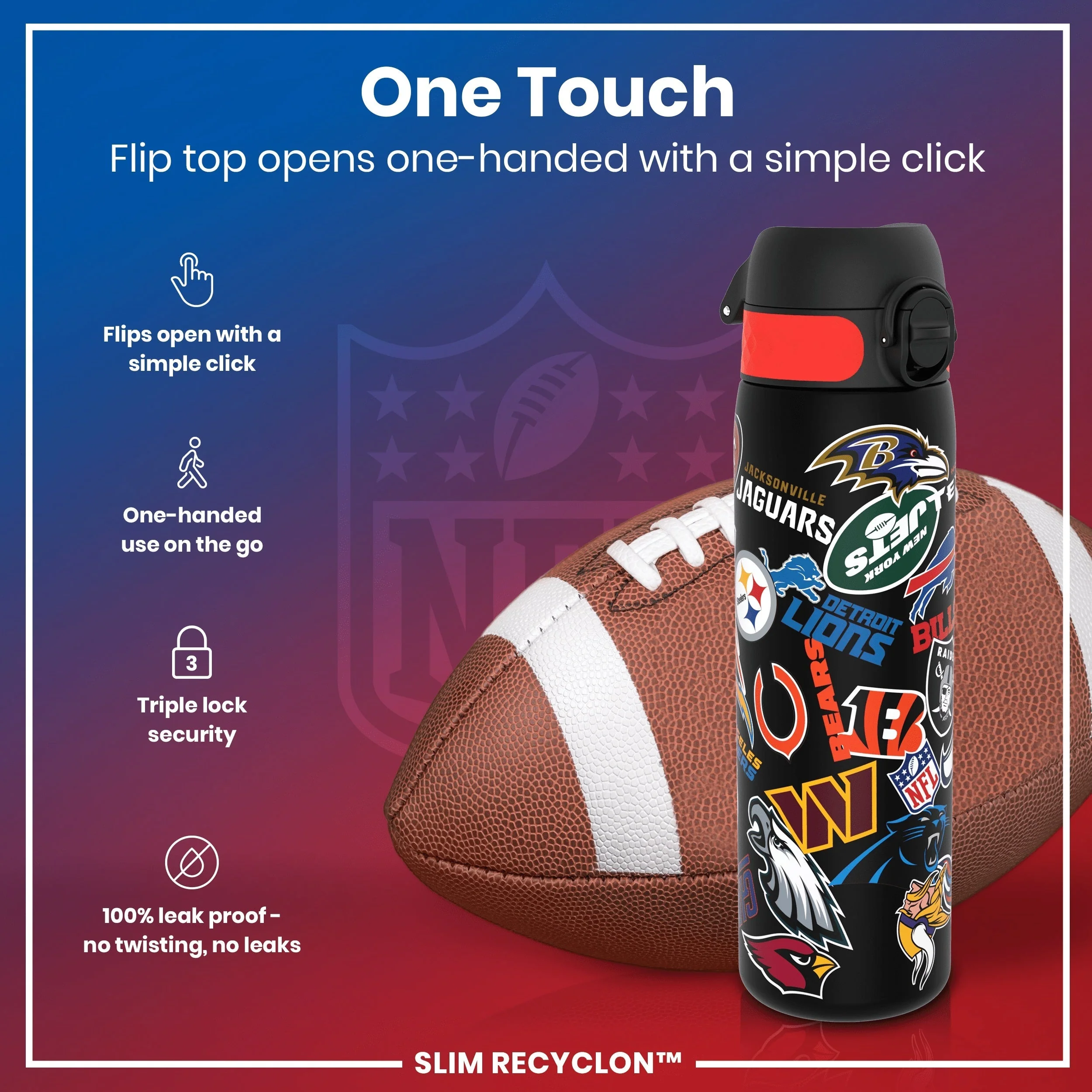 NFL x ION8, Recyclon, Patch-Logos, 500 ml - Image 3