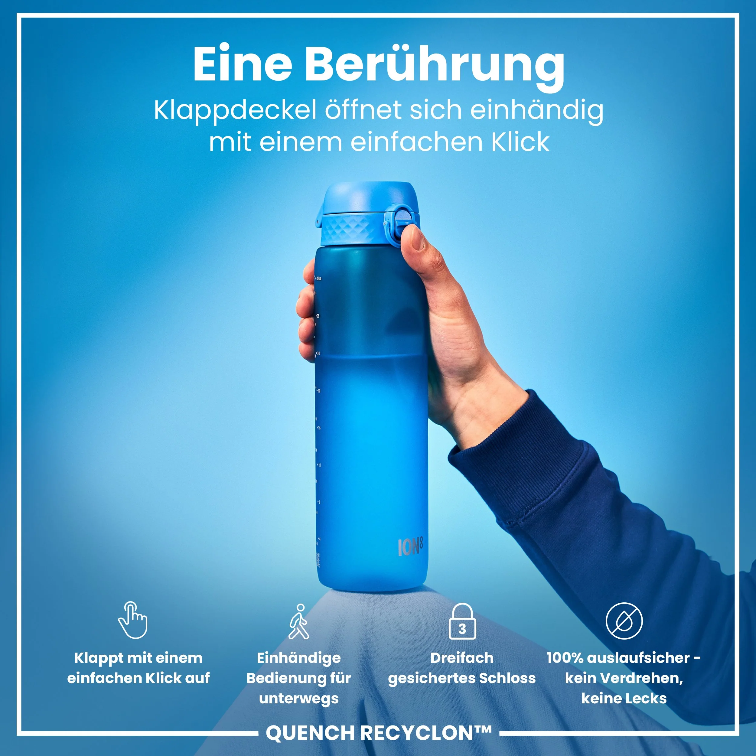 Recyclon-Trinkflasche, Blau, 1 L - Image 3