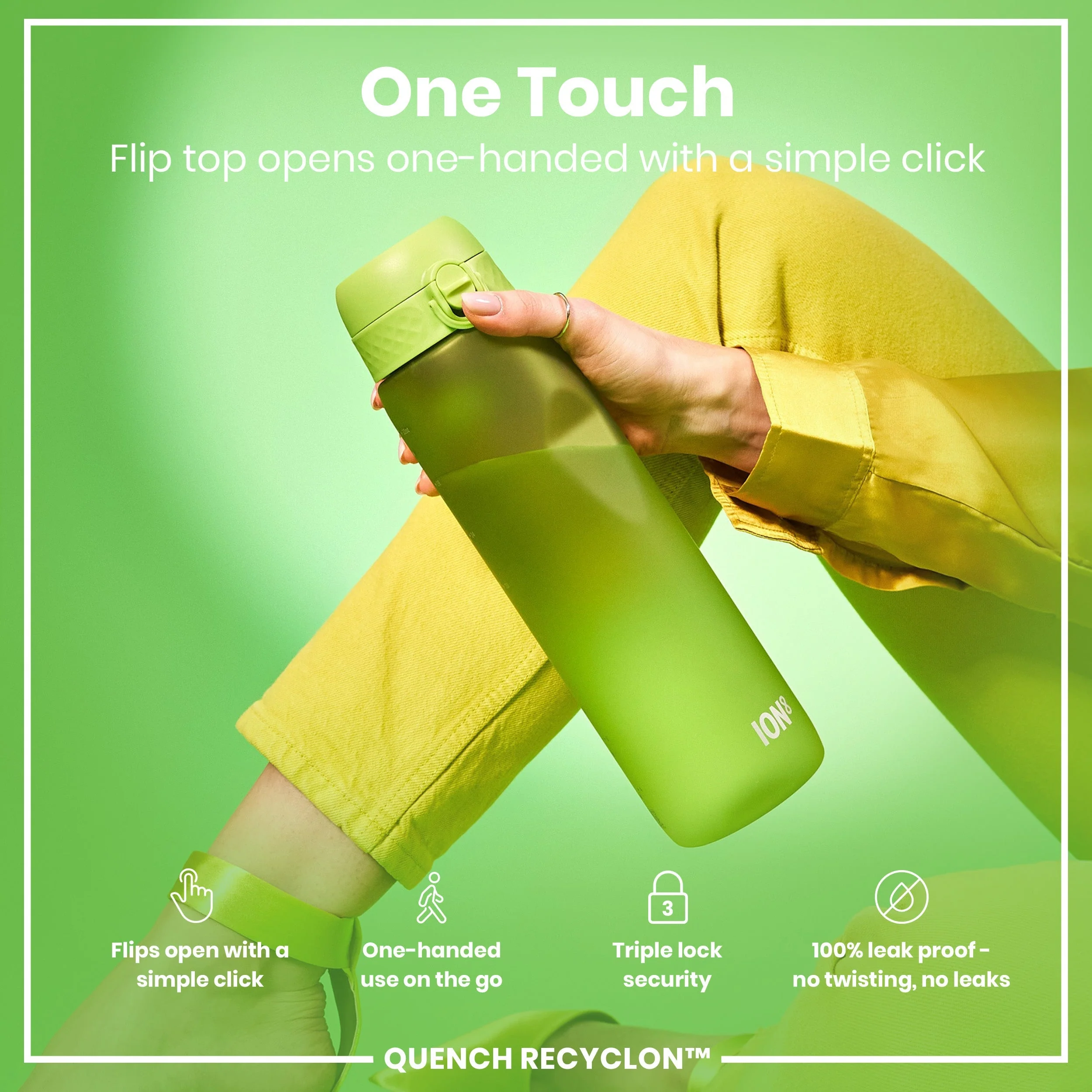 Recyclon-Trinkflasche, Grün, 1 L - Image 3