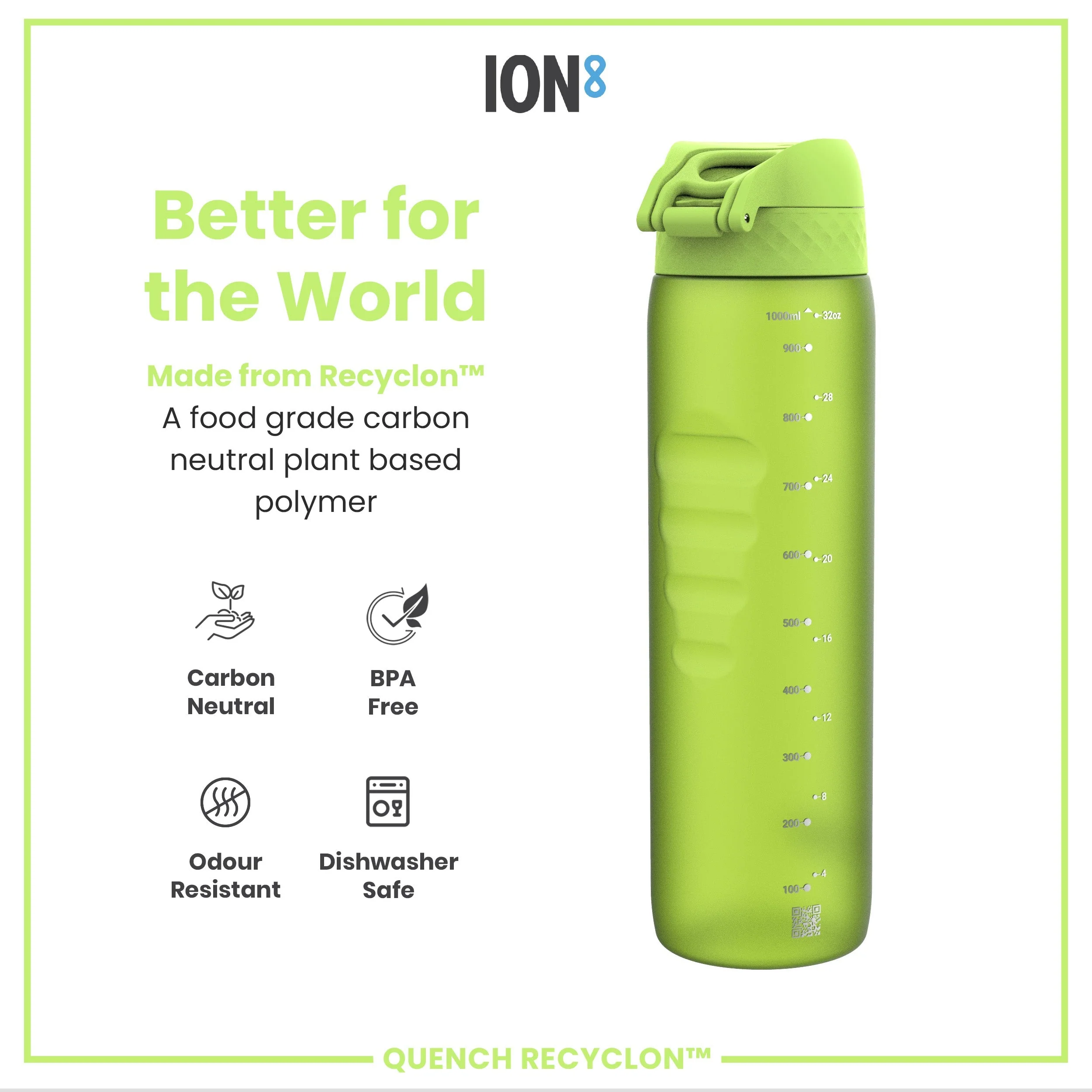 Recyclon-Trinkflasche, Grün, 1 L - Image 5