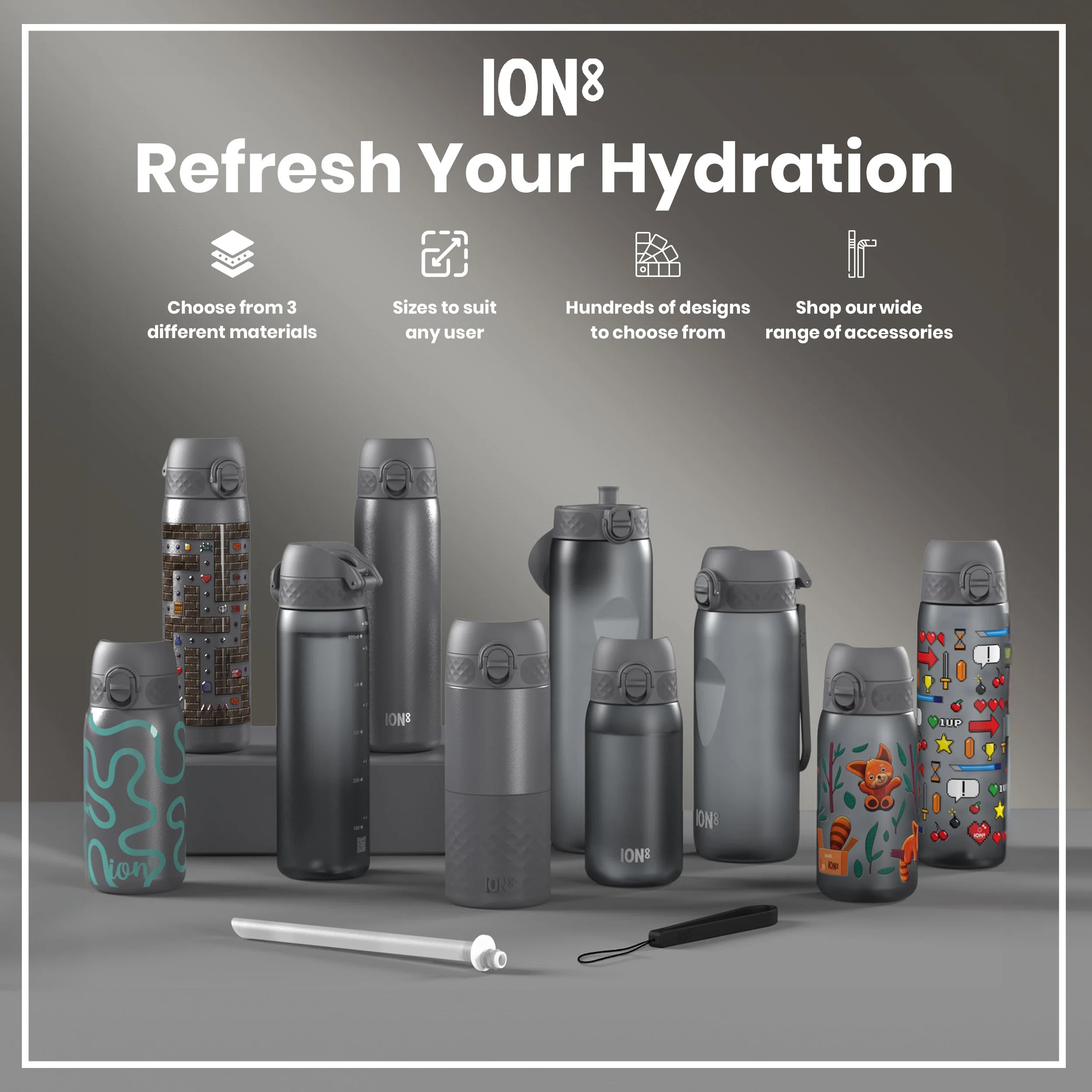 Recyclon-Trinkflasche, Grau, 1 L - Image 7