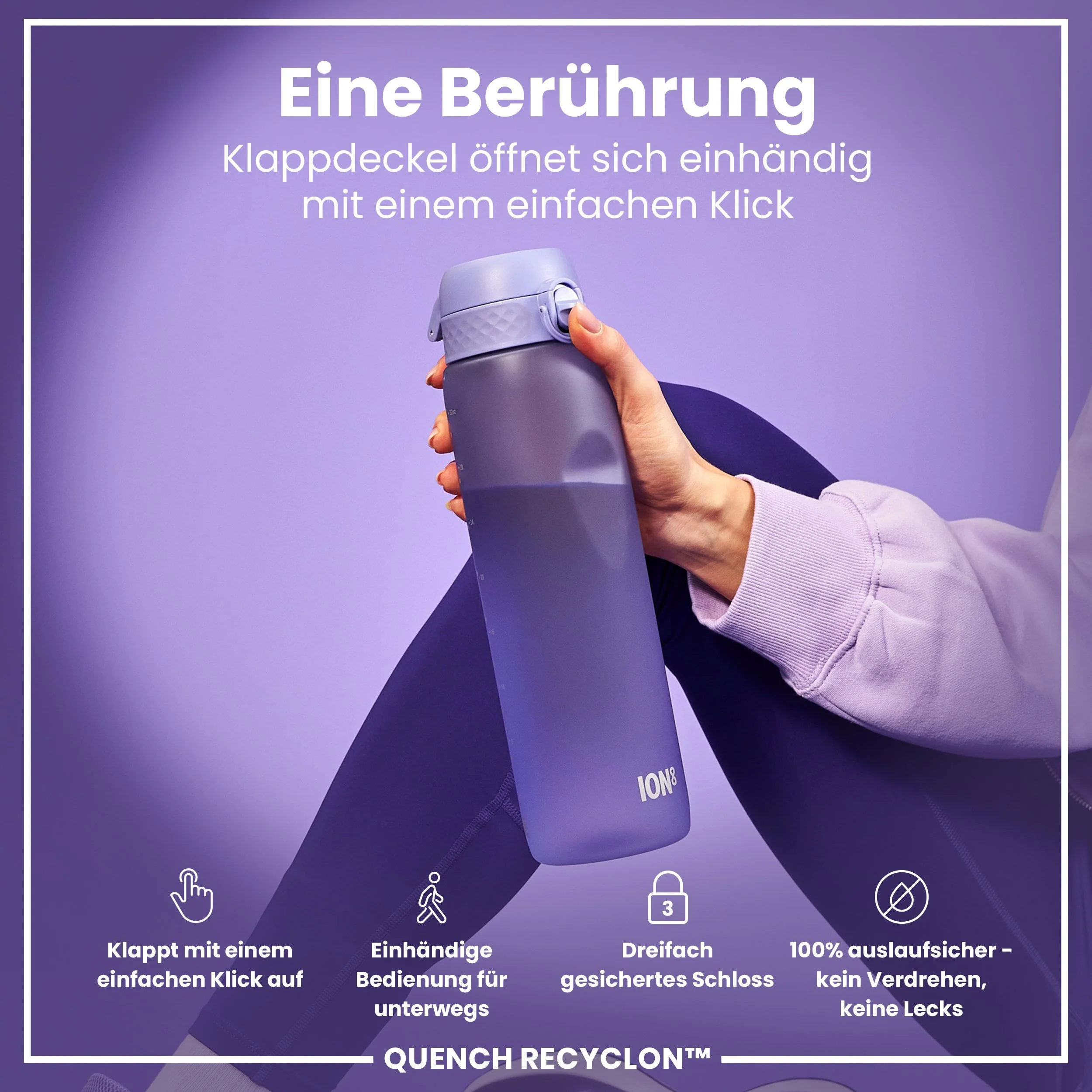 Recyclon-Trinkflasche, Helllila, 1 L - Image 3