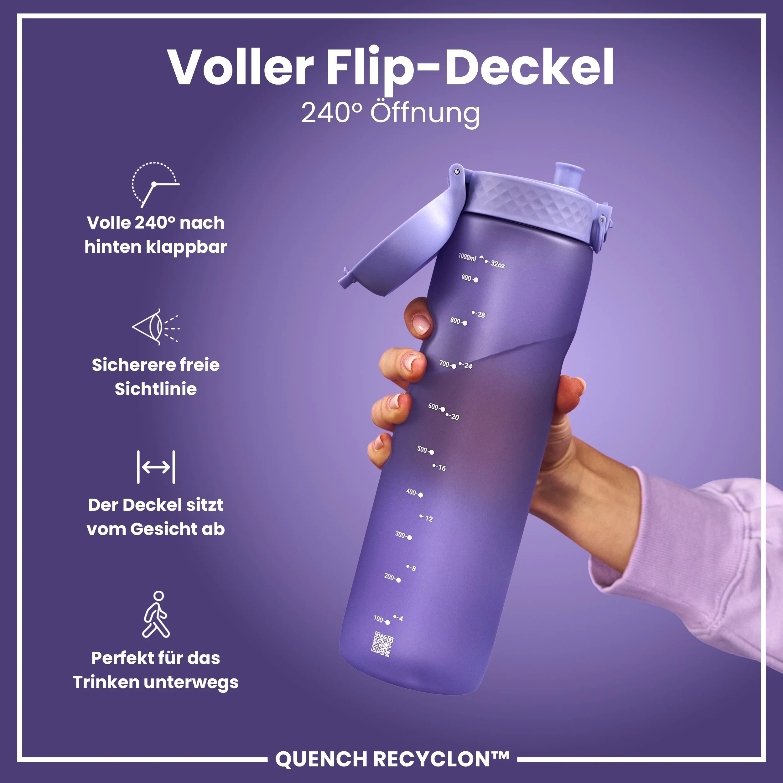 Recyclon-Trinkflasche, Helllila, 1 L - Image 4