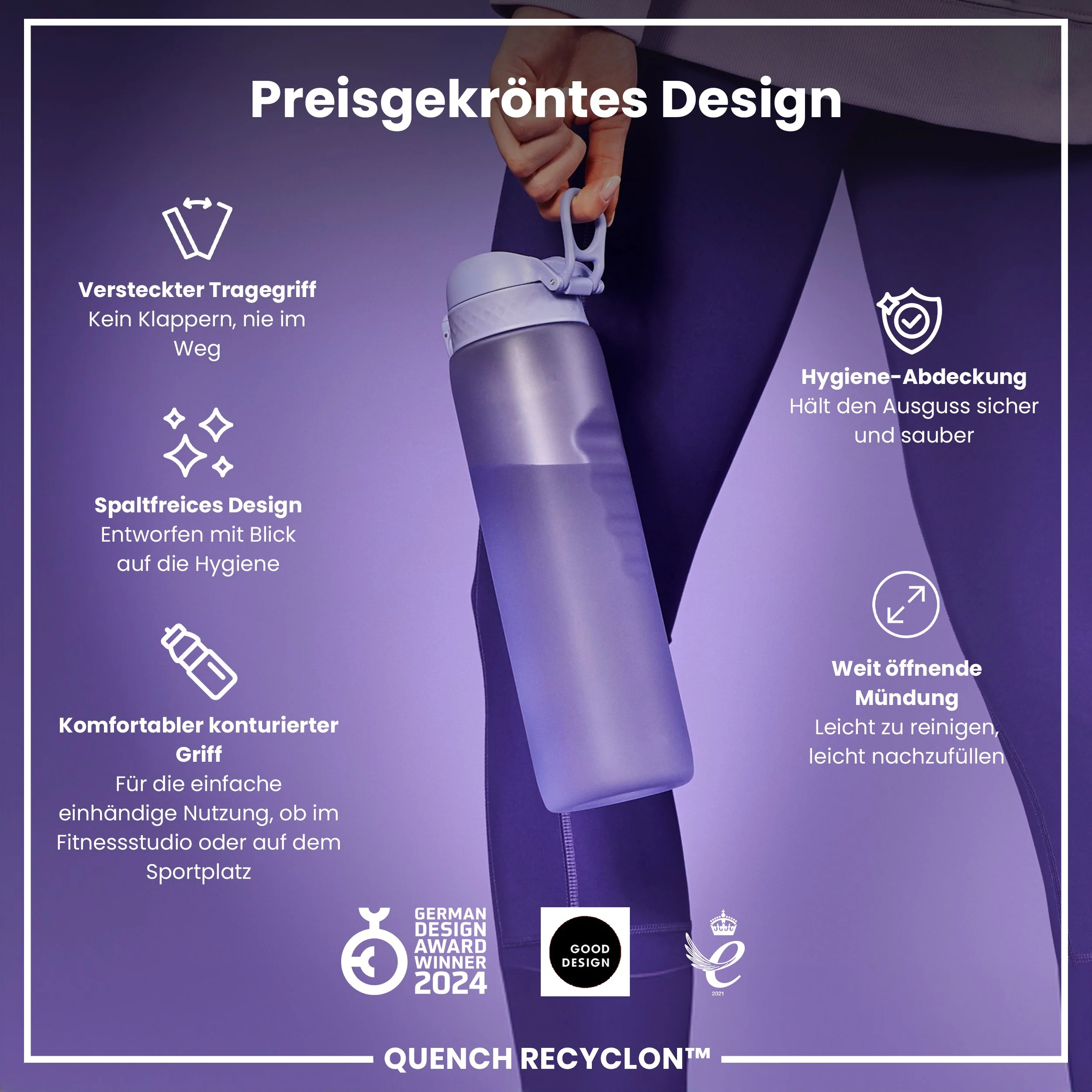 Recyclon-Trinkflasche, Helllila, 1 L - Image 6