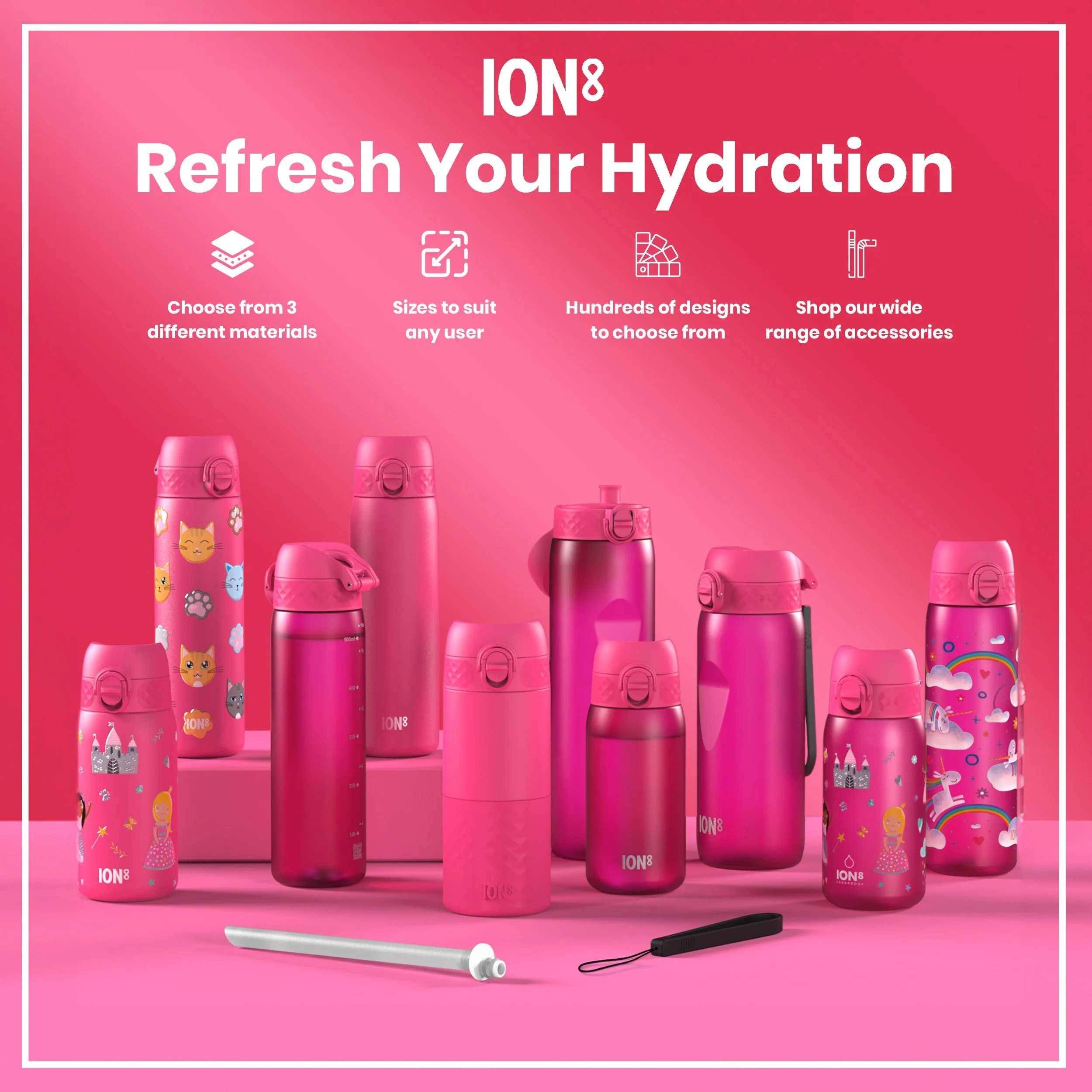 Recyclon-Trinkflasche, Rosa, 1 L - Image 7