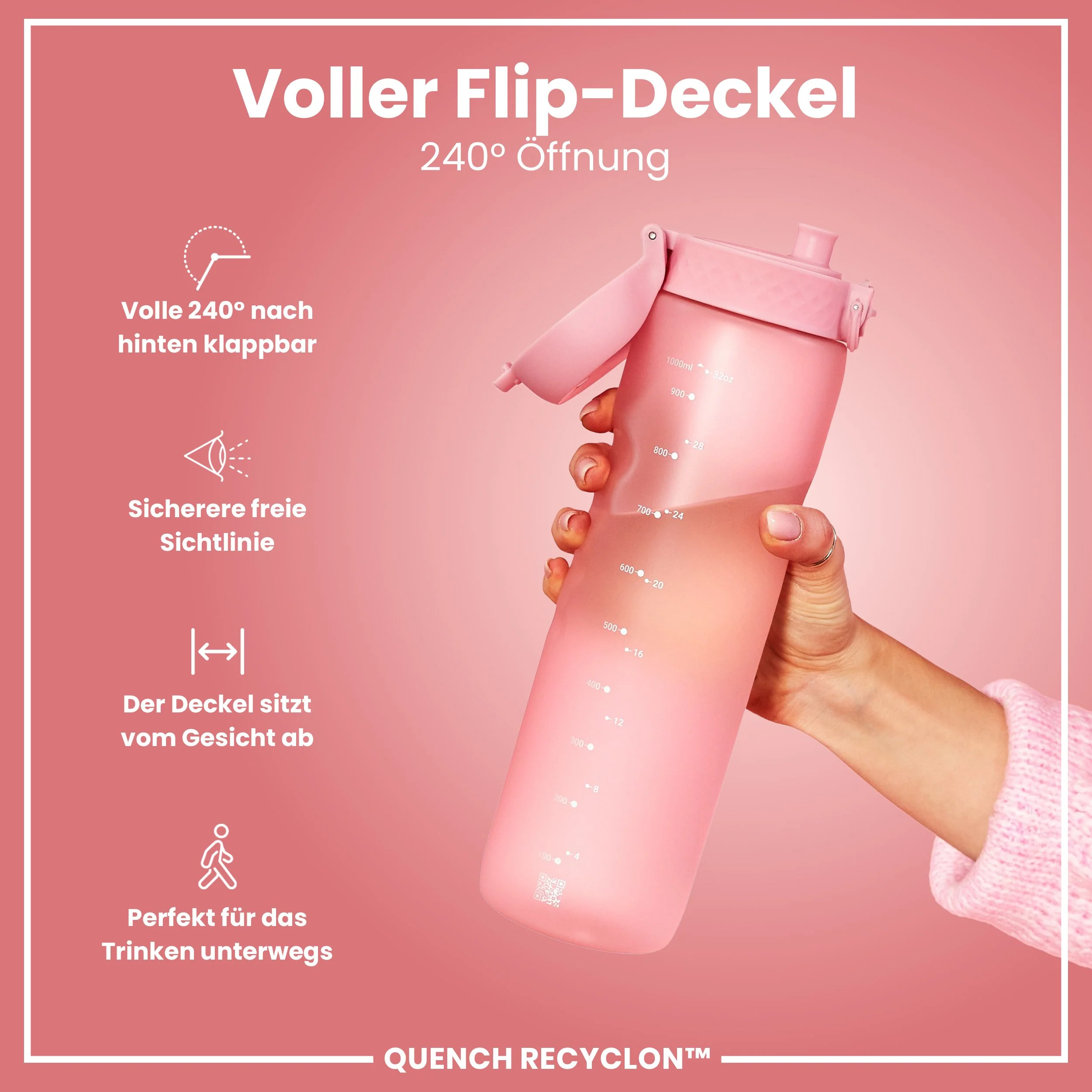 Recyclon-Trinkflasche, Rosenquarz, 1 L - Image 4