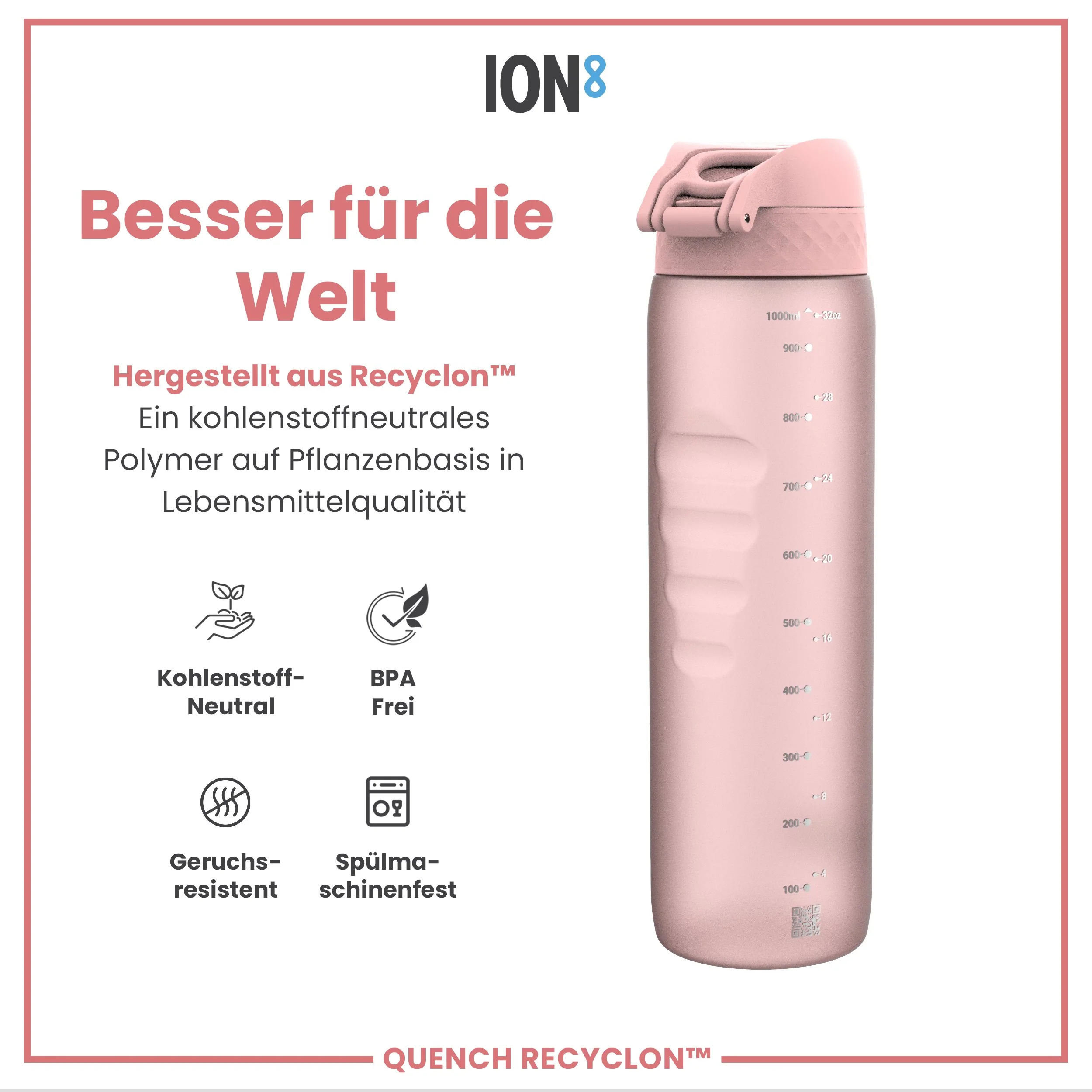 Recyclon-Trinkflasche, Rosenquarz, 1 L - Image 5