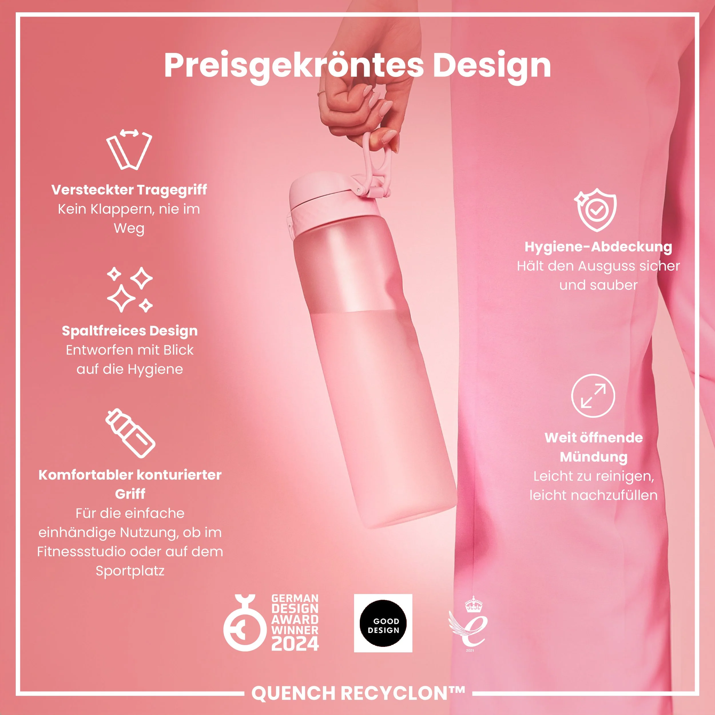 Recyclon-Trinkflasche, Rosenquarz, 1 L - Image 6