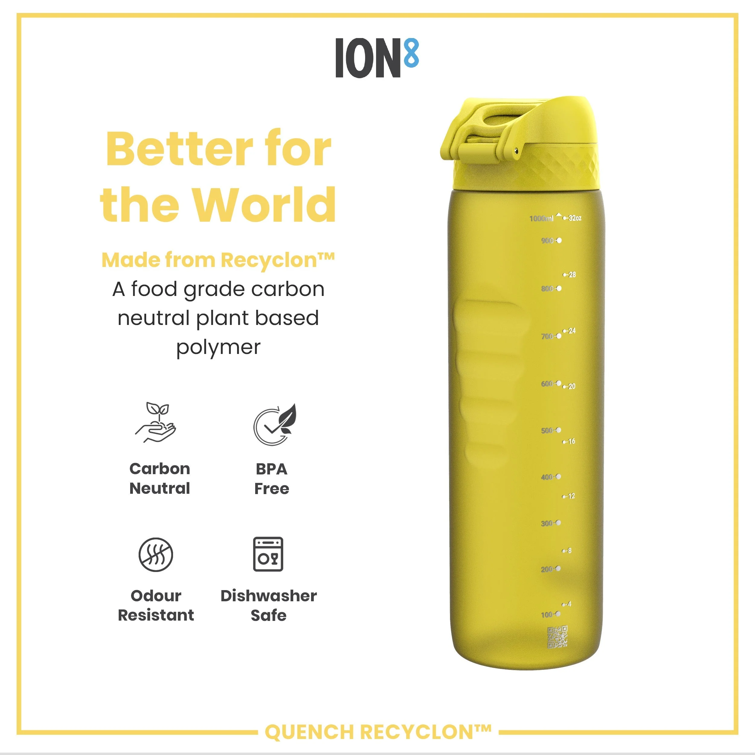 1-Liter-Wasserflasche, Recyclon, Gelb, 1 L - Image 5