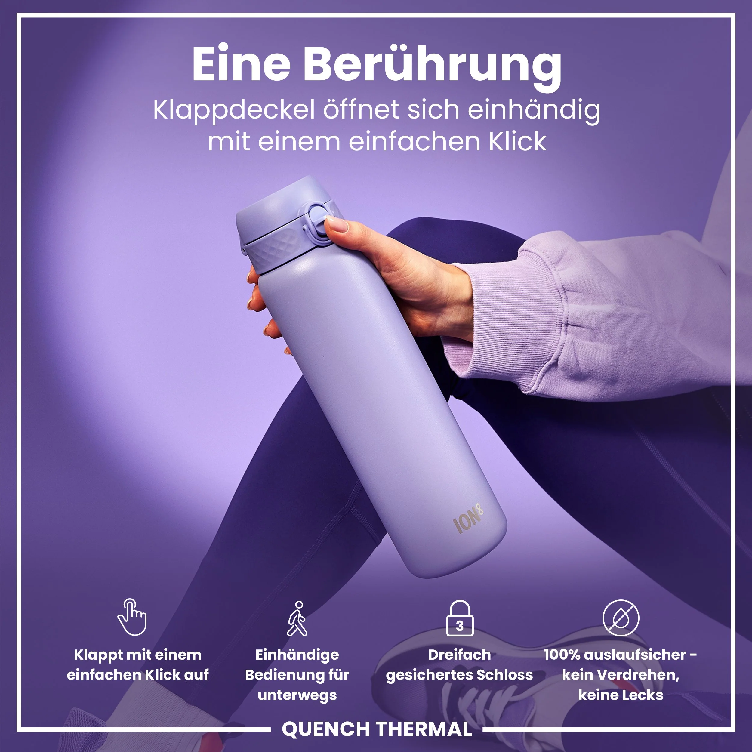 Isolierte Edelstahl-Trinkflasche, Helllila, 1 L - Image 3