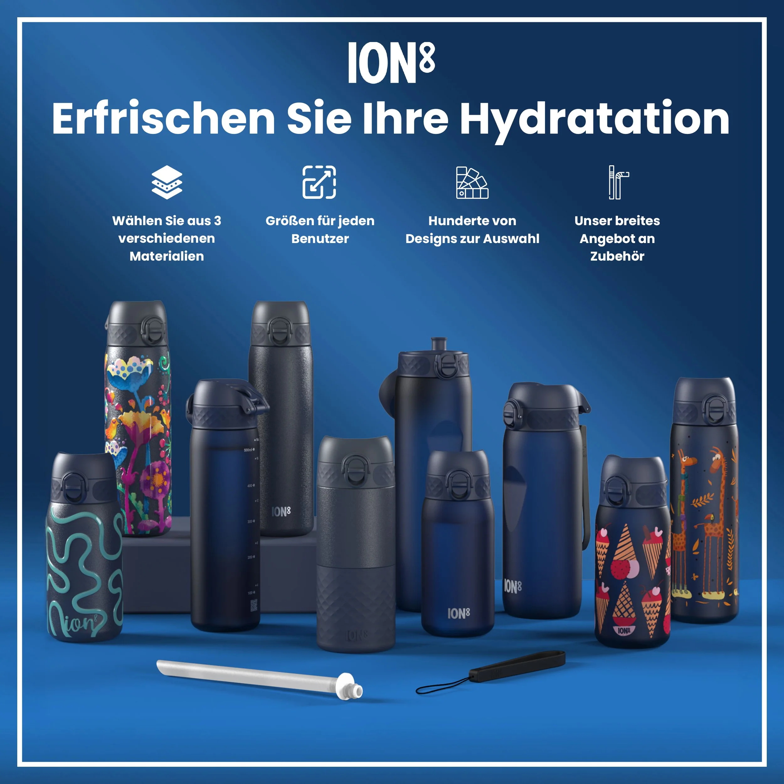 Leichte Edelstahl-Trinkflasche, Aschemarine, 1 L - Image 7