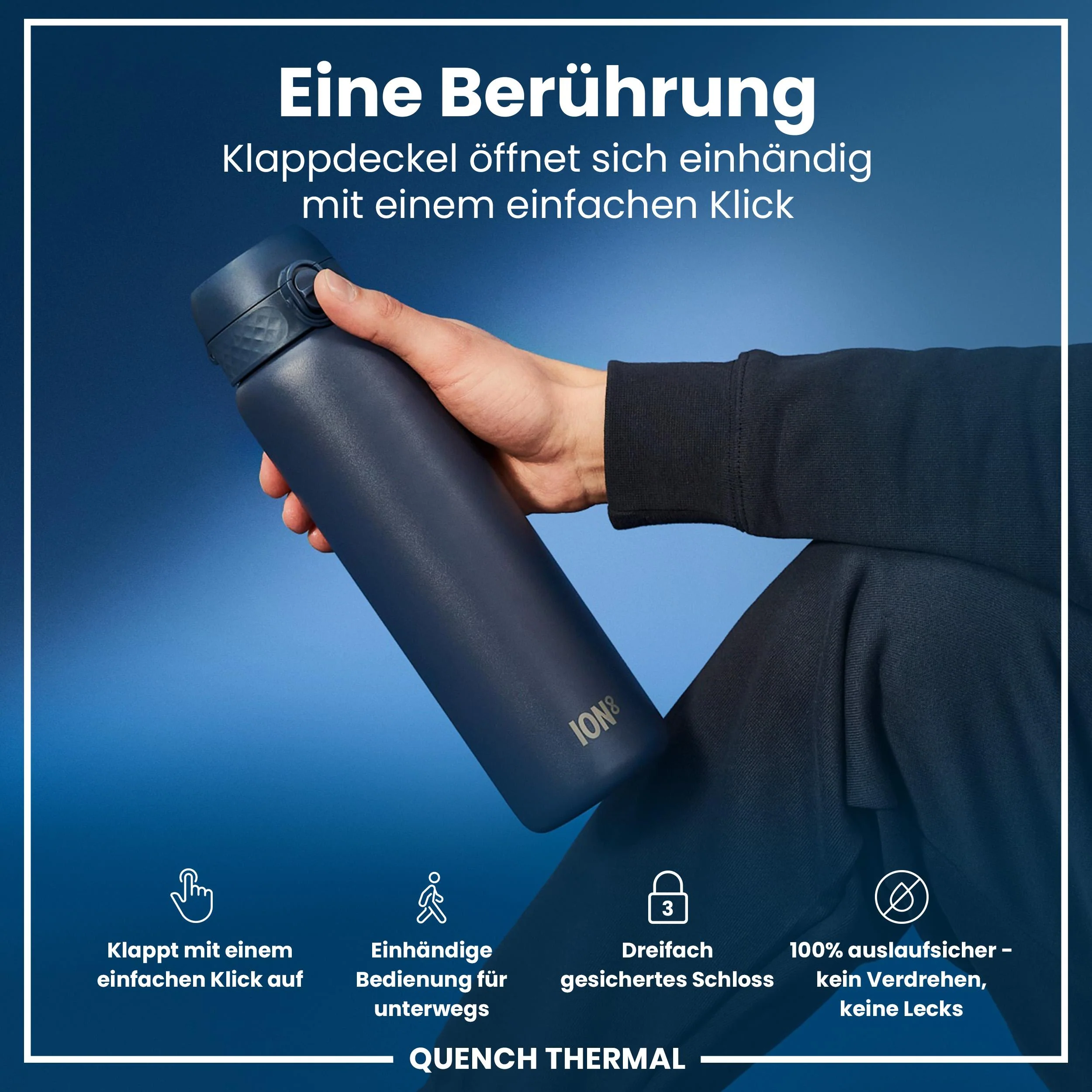 Isolierte Edelstahl-Trinkflasche, Aschemarine, 1 L - Image 3