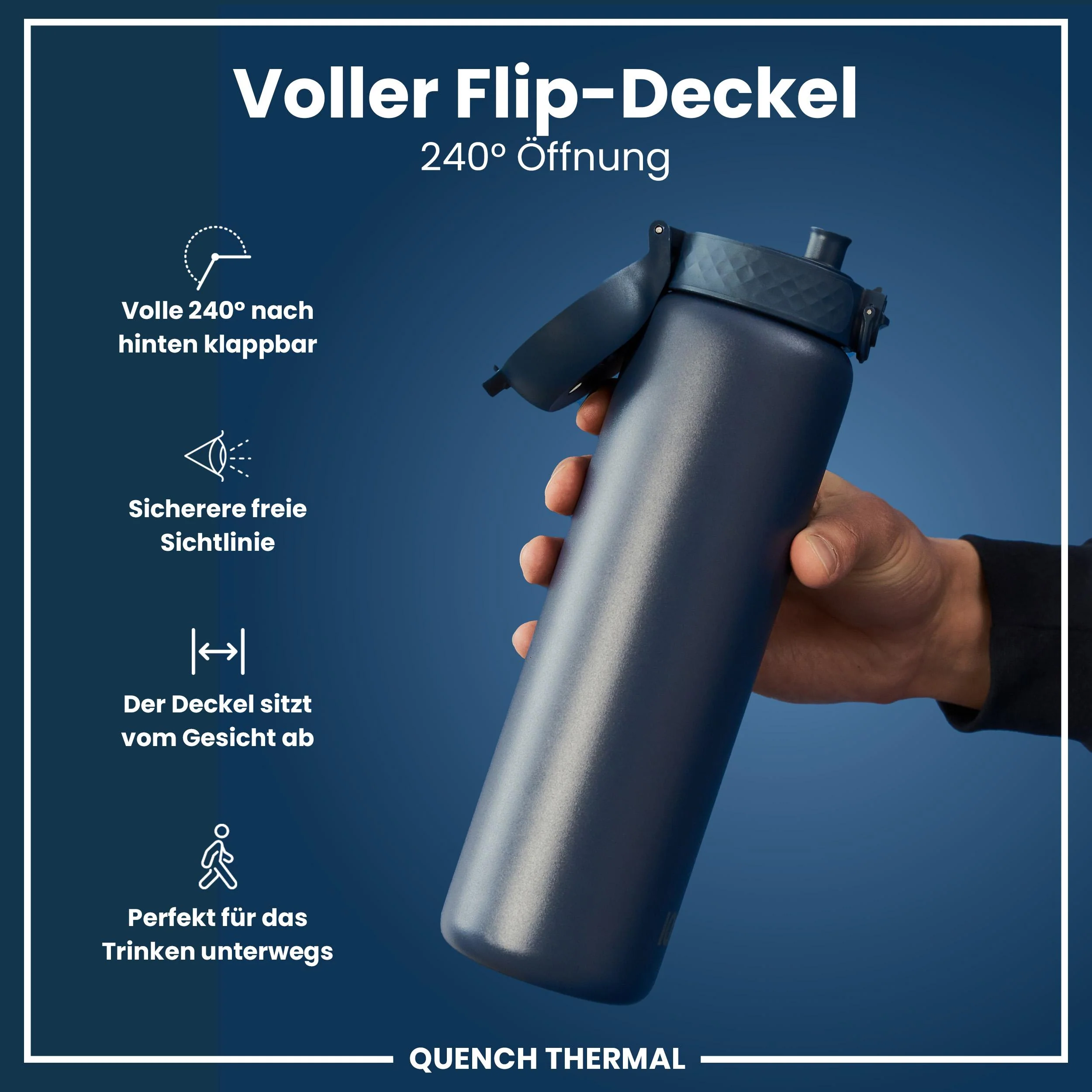 Isolierte Edelstahl-Trinkflasche, Aschemarine, 1 L - Image 4