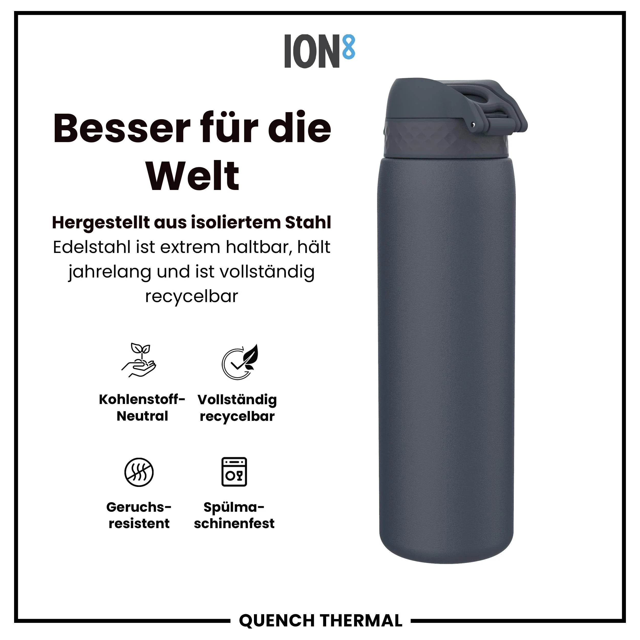 Isolierte Edelstahl-Trinkflasche, Aschemarine, 1 L - Image 5