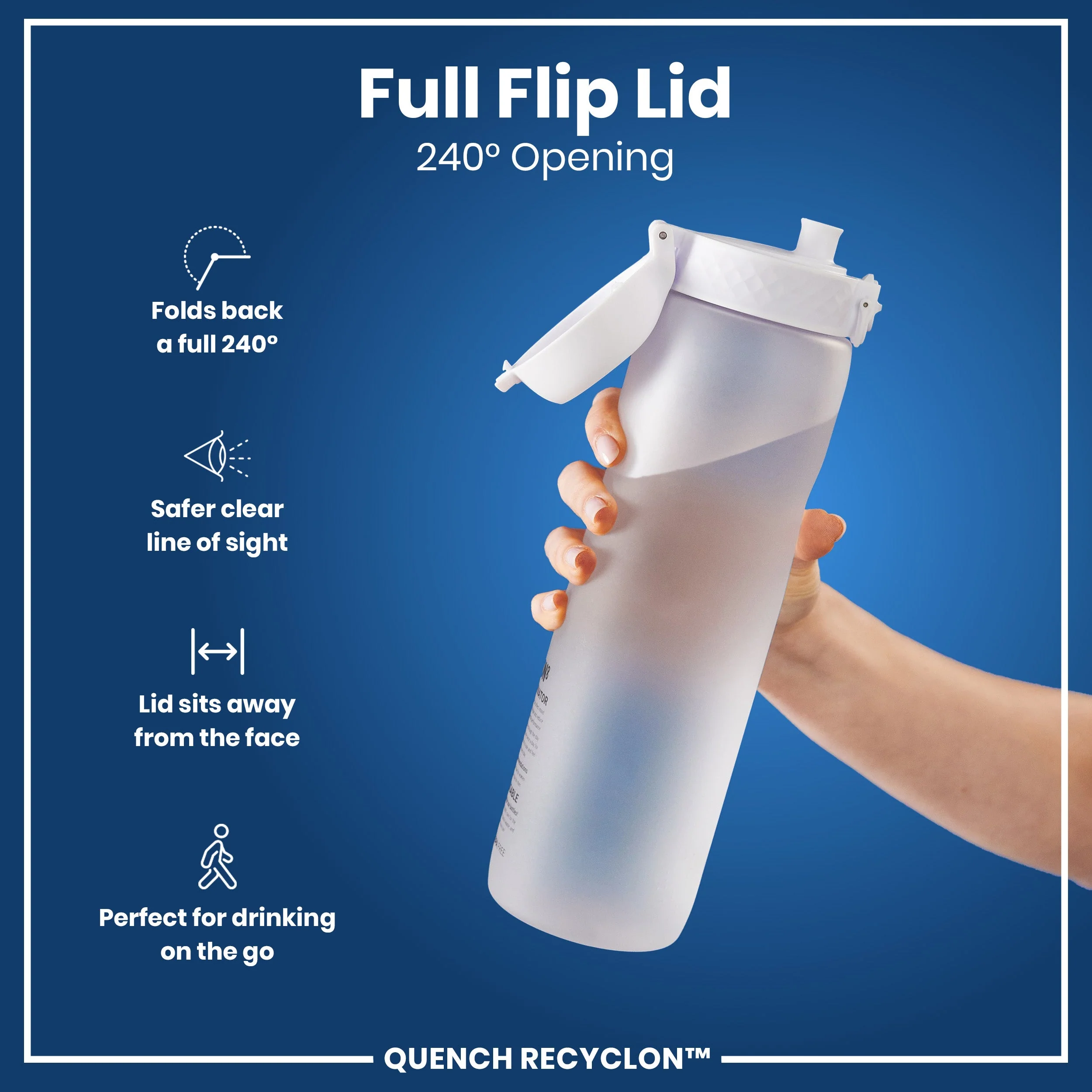 Recyclon-Trinkflasche mit Trinkzeiten, Ice, 1 L - Image 4