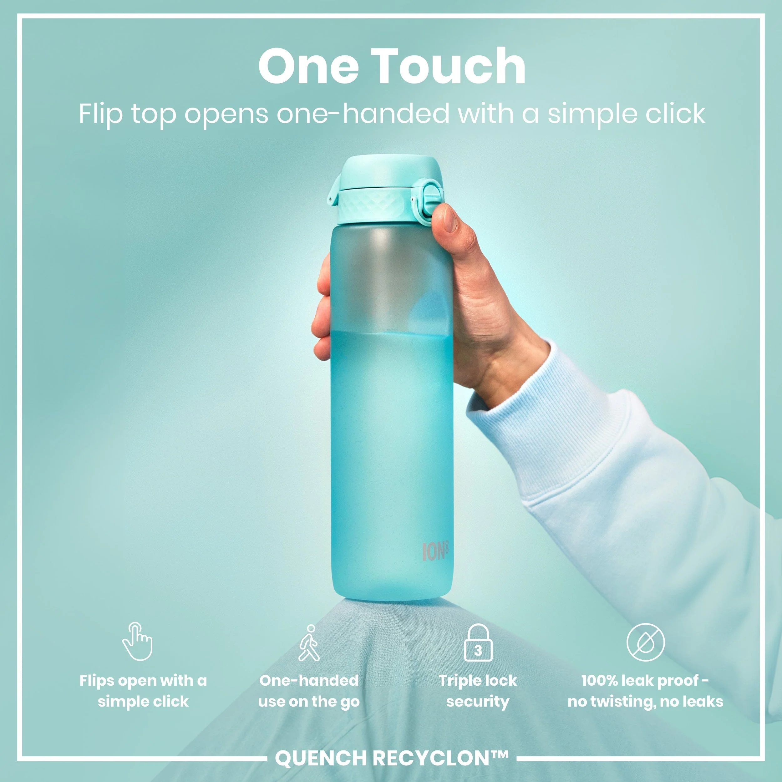 Recyclon-Trinkflasche mit Trinkzeiten, Sonic-Blau, 1 L - Image 3