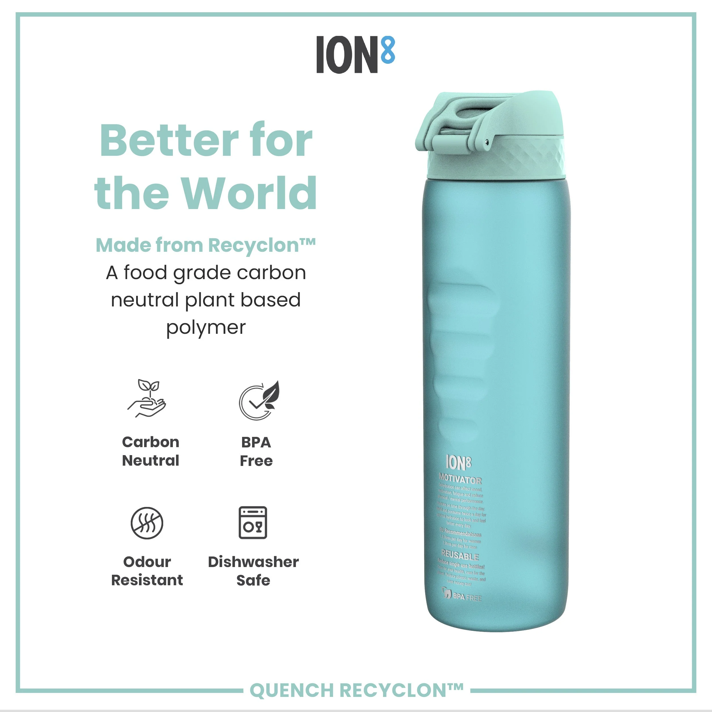 Recyclon-Trinkflasche mit Trinkzeiten, Sonic-Blau, 1 L - Image 5