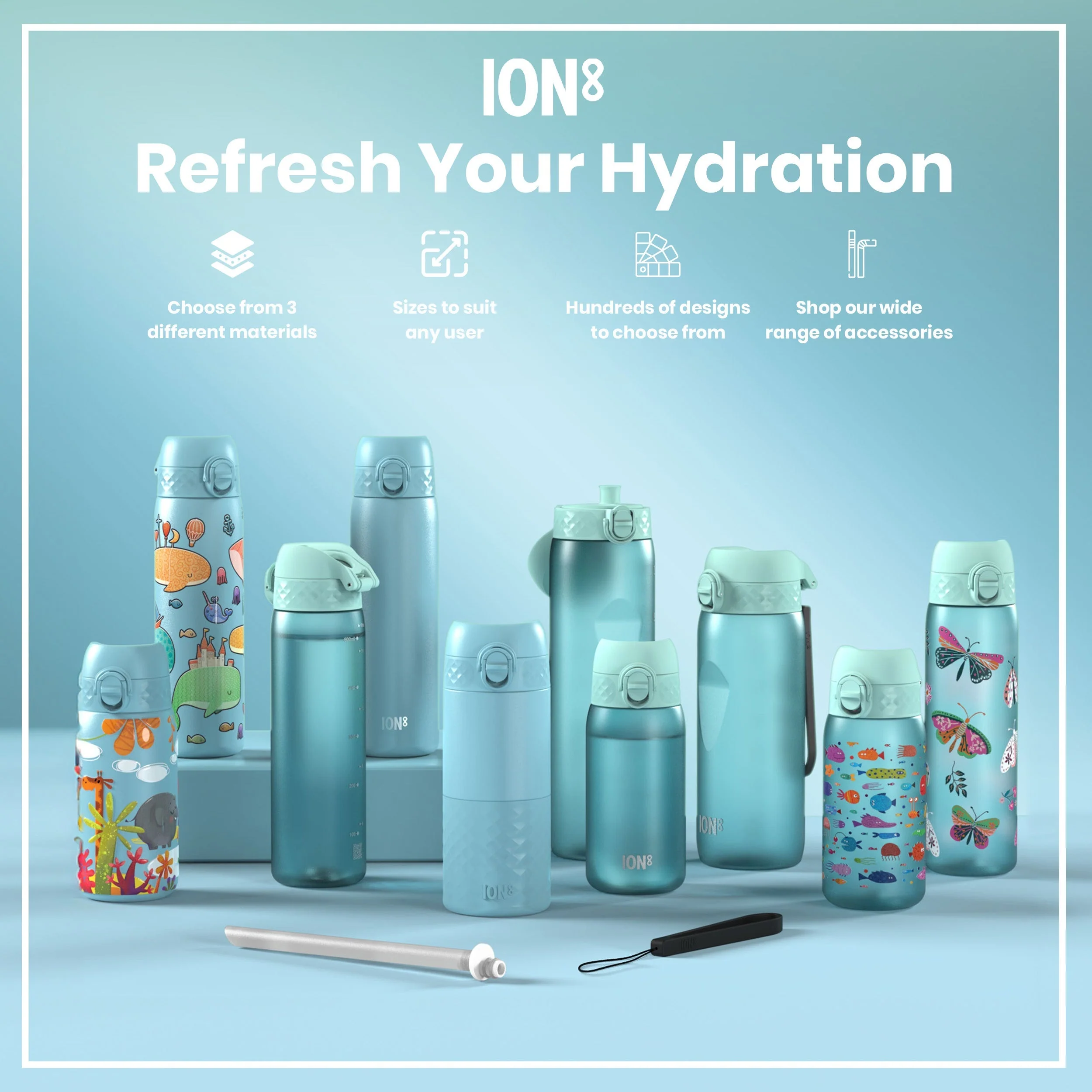 Recyclon-Trinkflasche mit Trinkzeiten, Sonic-Blau, 1 L - Image 7