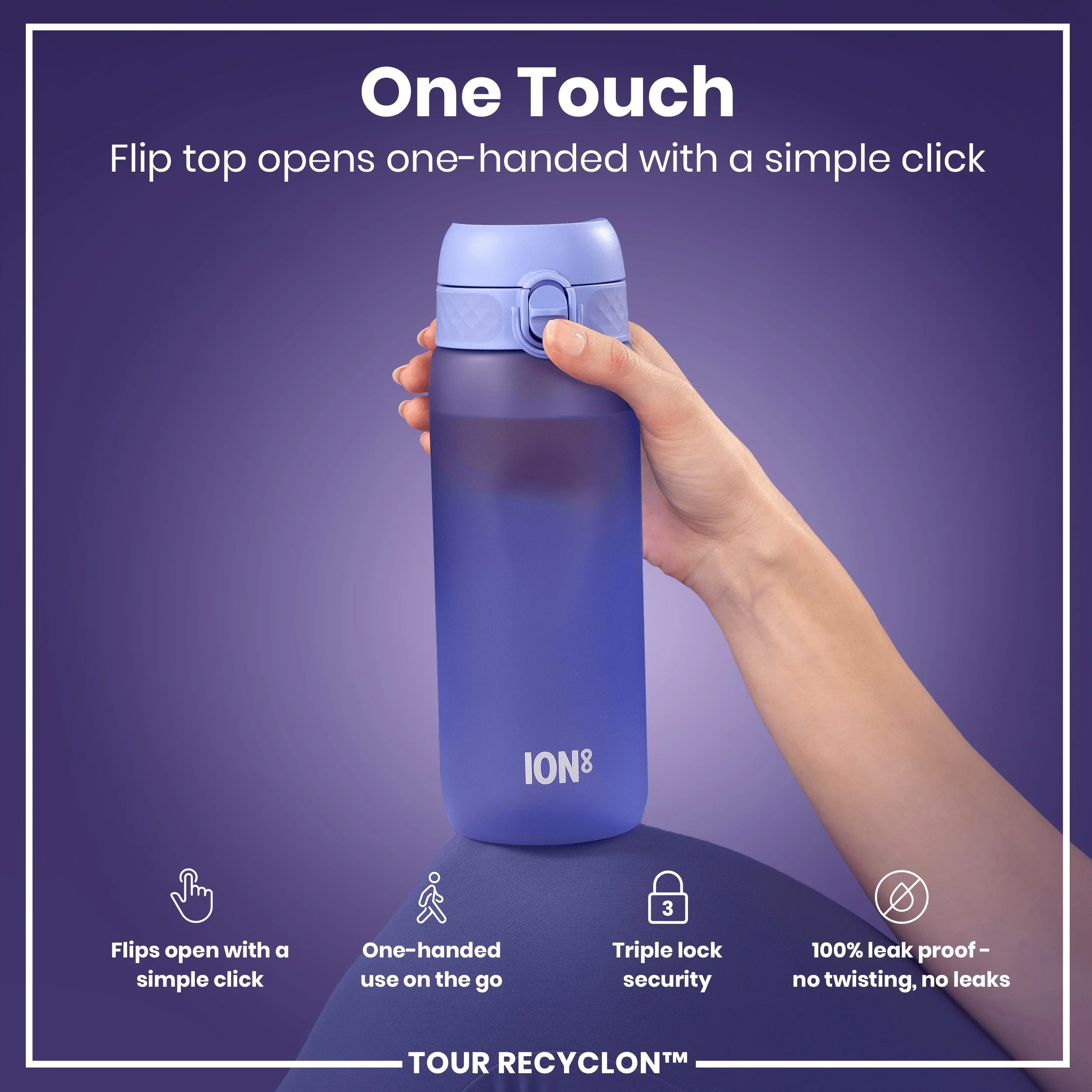 Recyclon-Trinkflasche, Helllila, 750 ml - Image 3