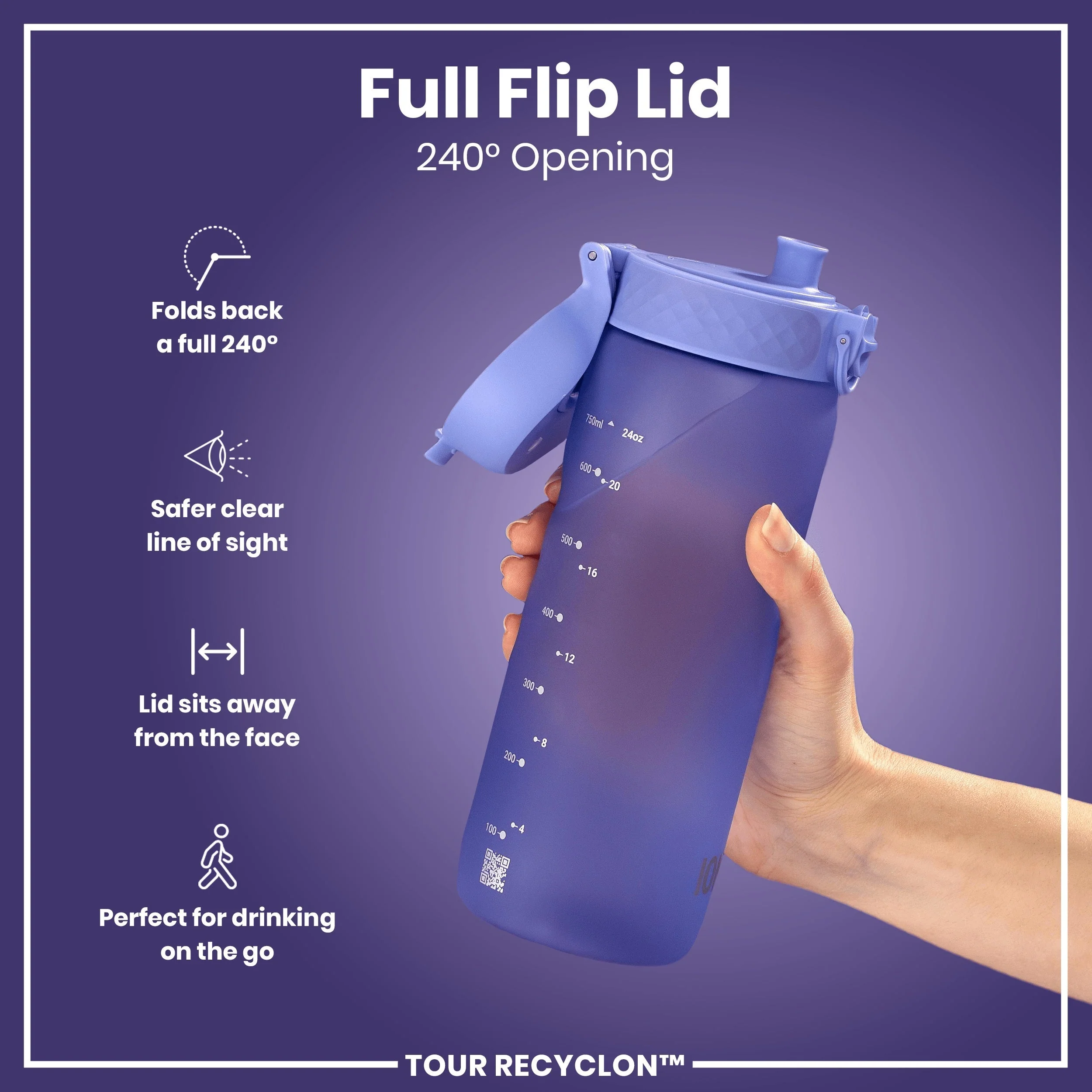 Recyclon-Trinkflasche, Helllila, 750 ml - Image 4
