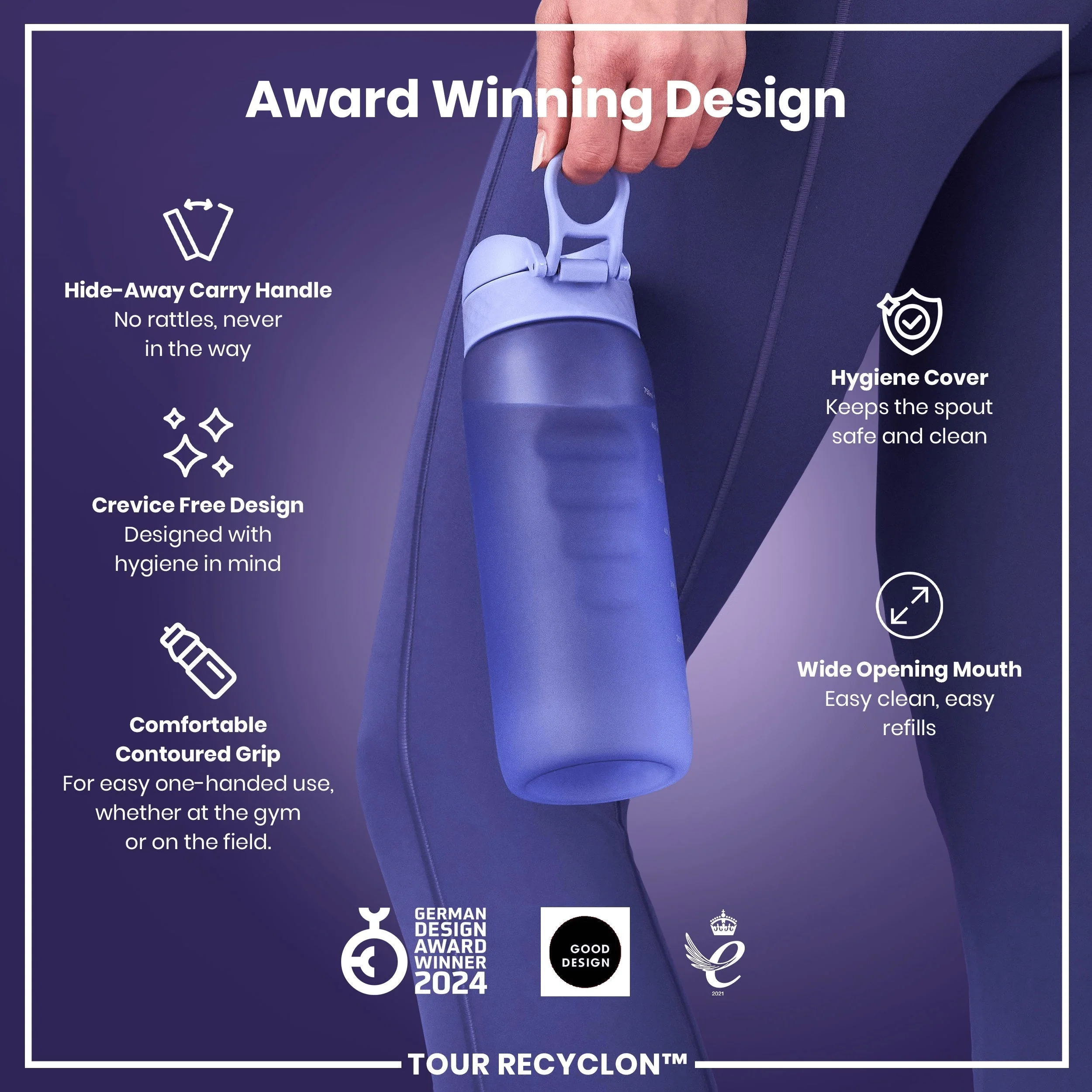 Recyclon-Trinkflasche, Helllila, 750 ml - Image 6