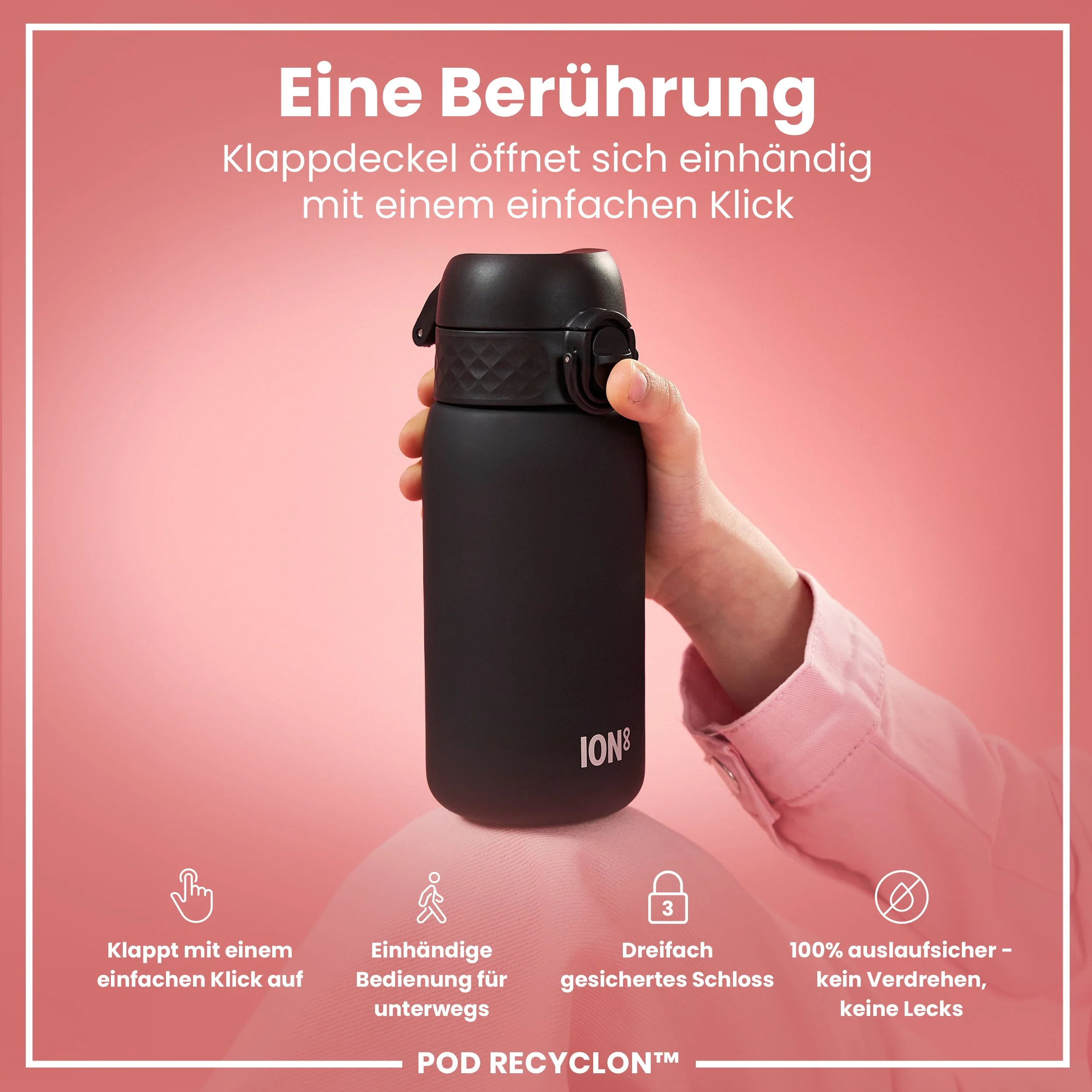 Recyclon Trinkflasche, Schwarz, 350 ml - Image 3