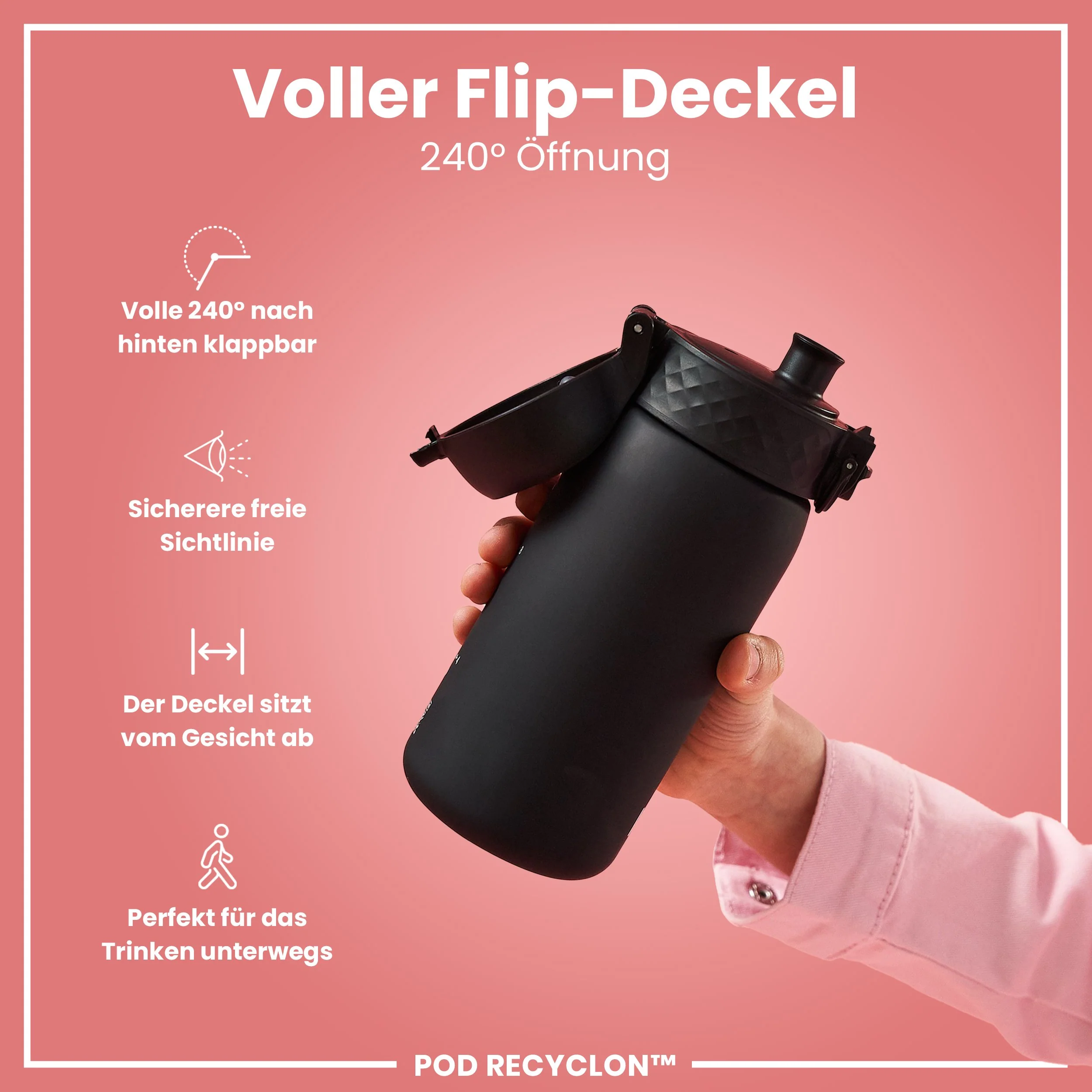 Recyclon Trinkflasche, Schwarz, 350 ml - Image 4