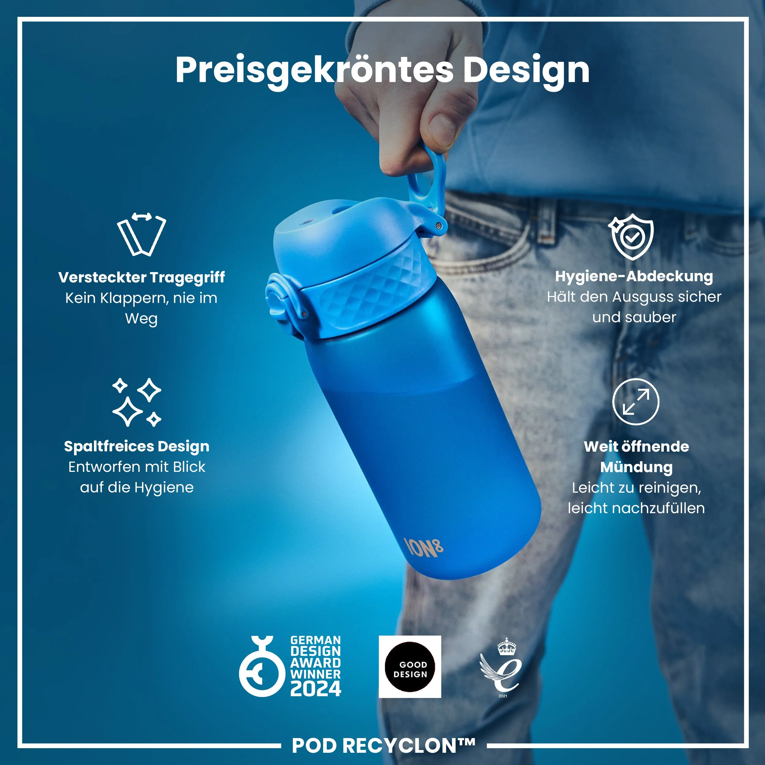 Recyclon Trinkflasche,  Blau, 350 ml - Image 6
