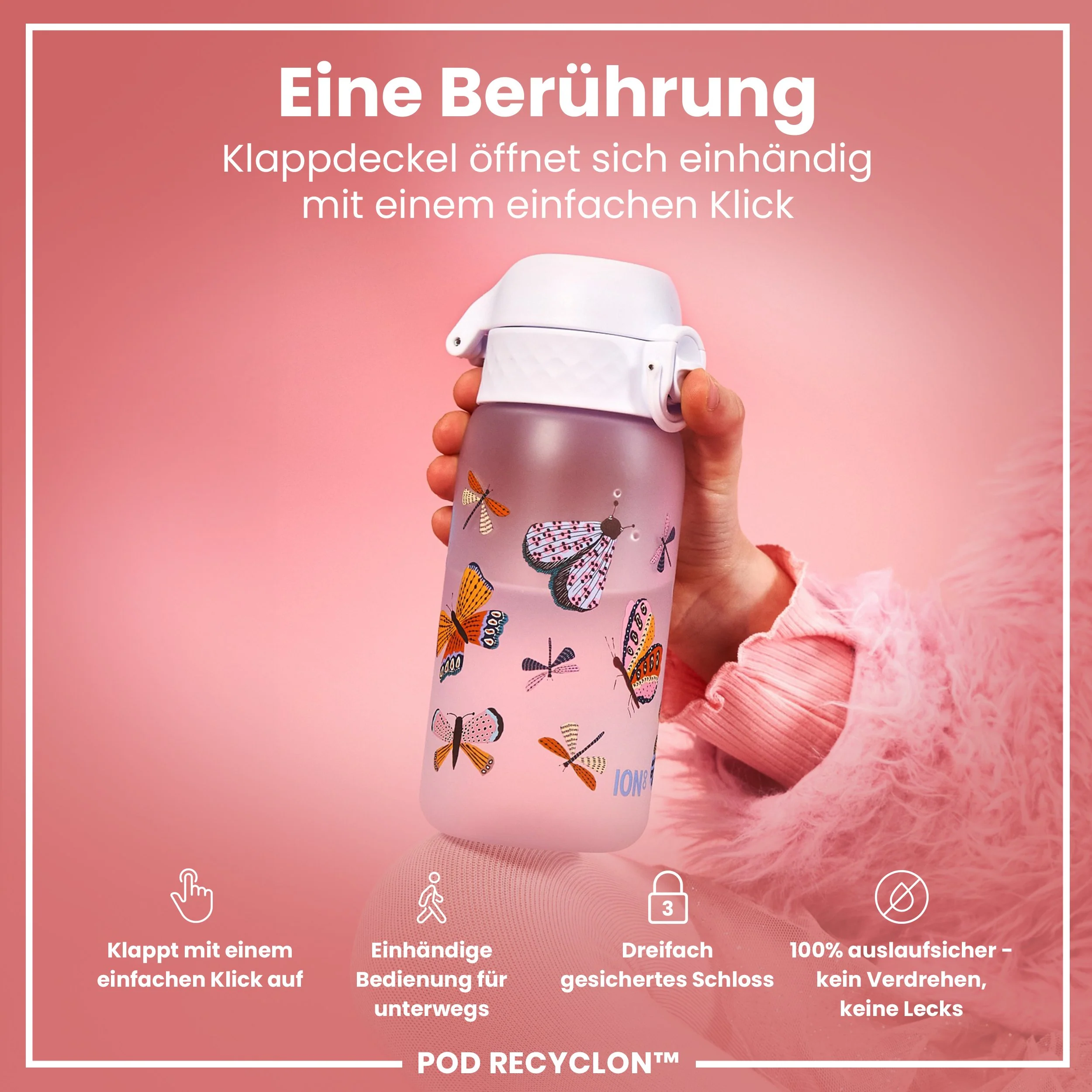 Recyclon Trinkflasche, Schmetterlinge, 350 ml - Image 3