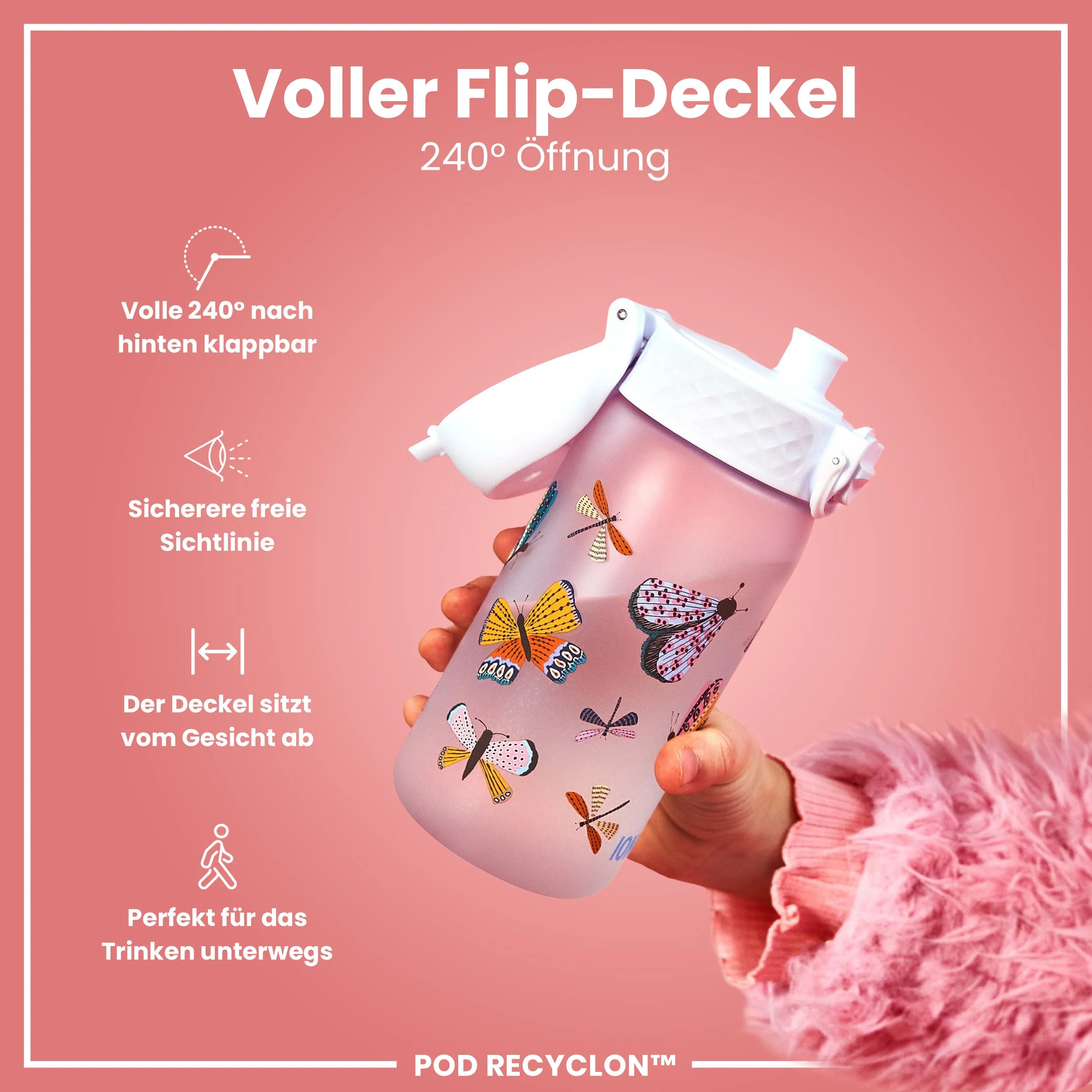 Recyclon Trinkflasche, Schmetterlinge, 350 ml - Image 4