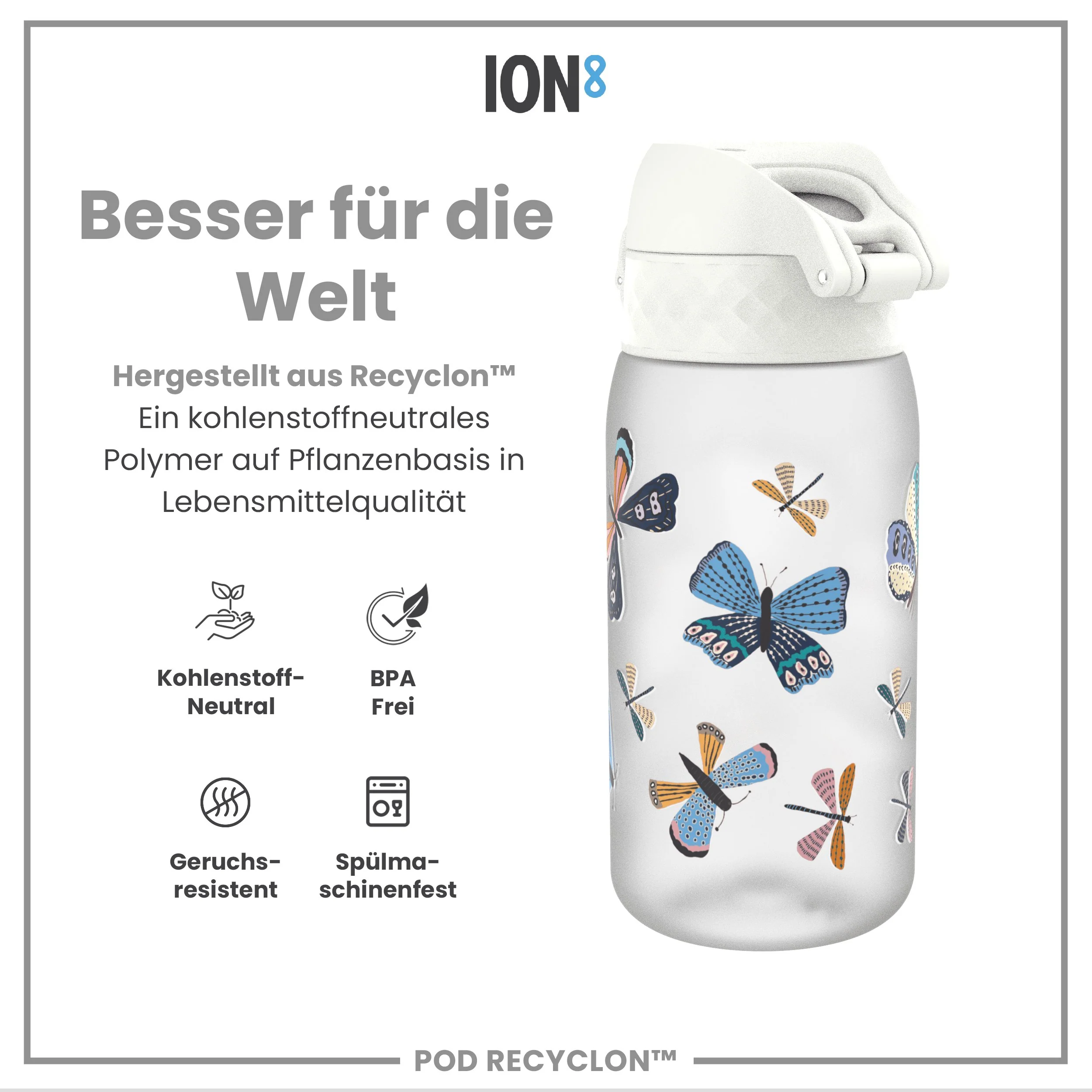 Recyclon Trinkflasche, Schmetterlinge, 350 ml - Image 5