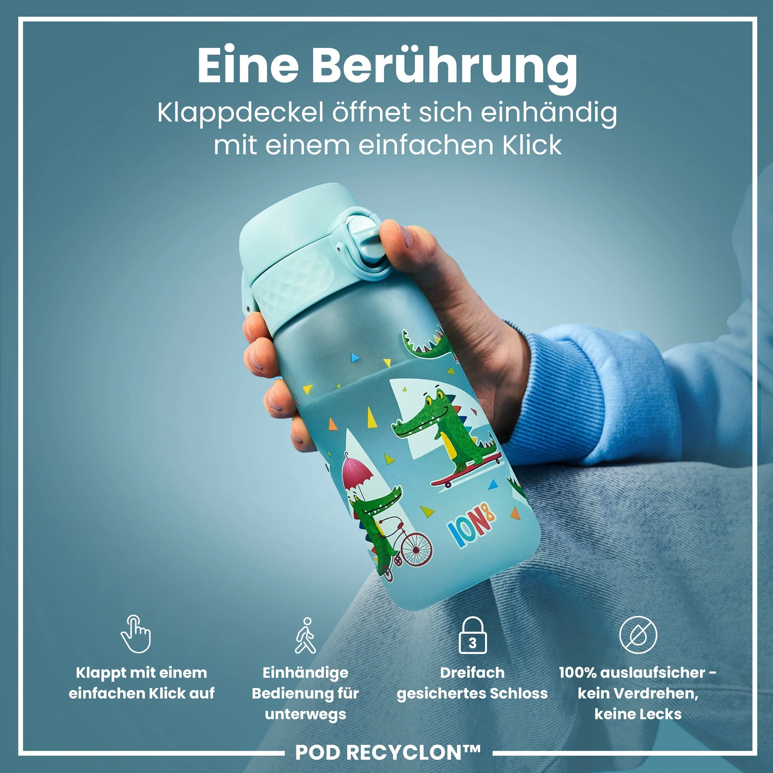 Recyclon Trinkflasche, Krokodil-Design, 350 ml - Image 3