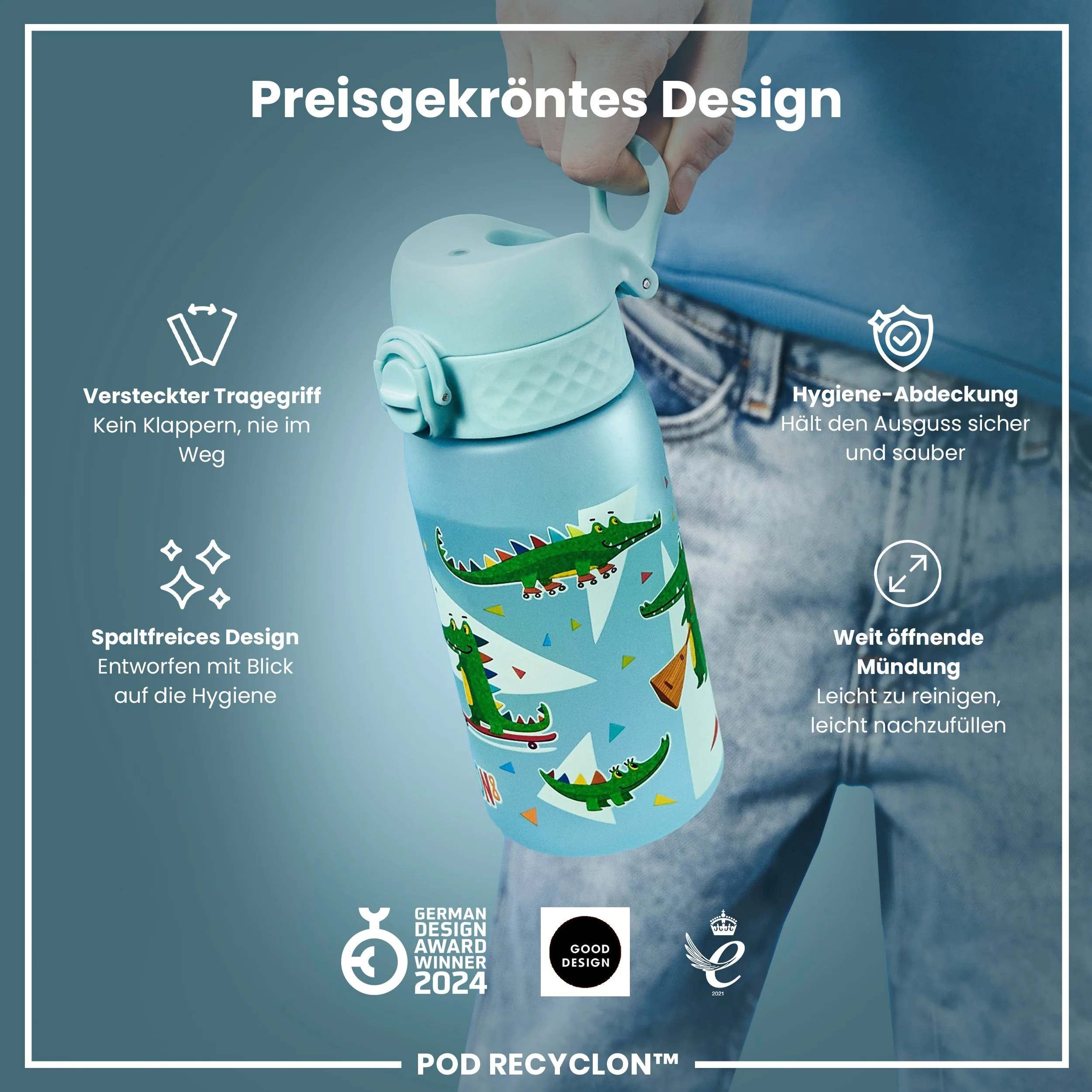 Recyclon Trinkflasche, Krokodil-Design, 350 ml - Image 6