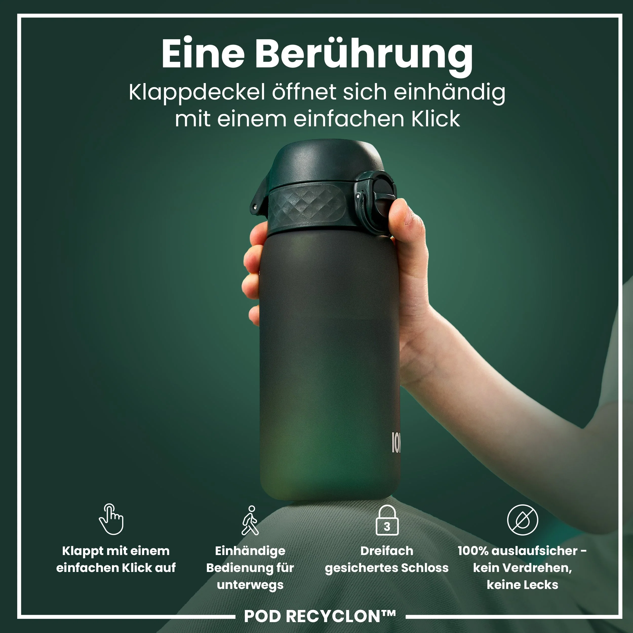 Recyclon Trinkflasche, Dunkelgrün, 350 ml - Image 3