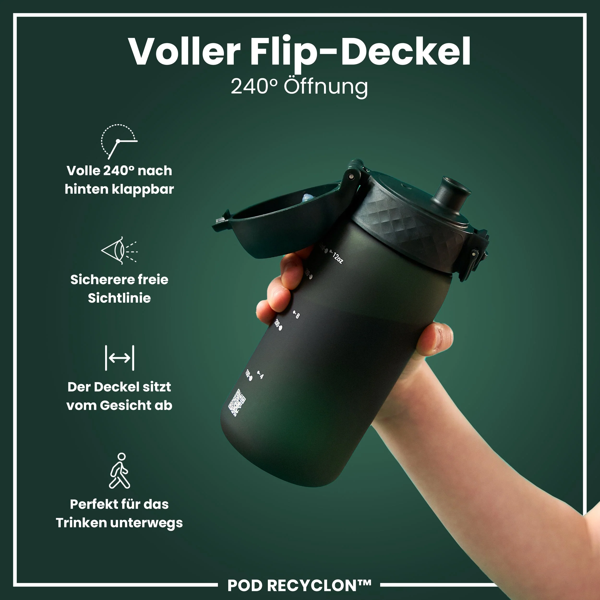 Recyclon Trinkflasche, Dunkelgrün, 350 ml - Image 4
