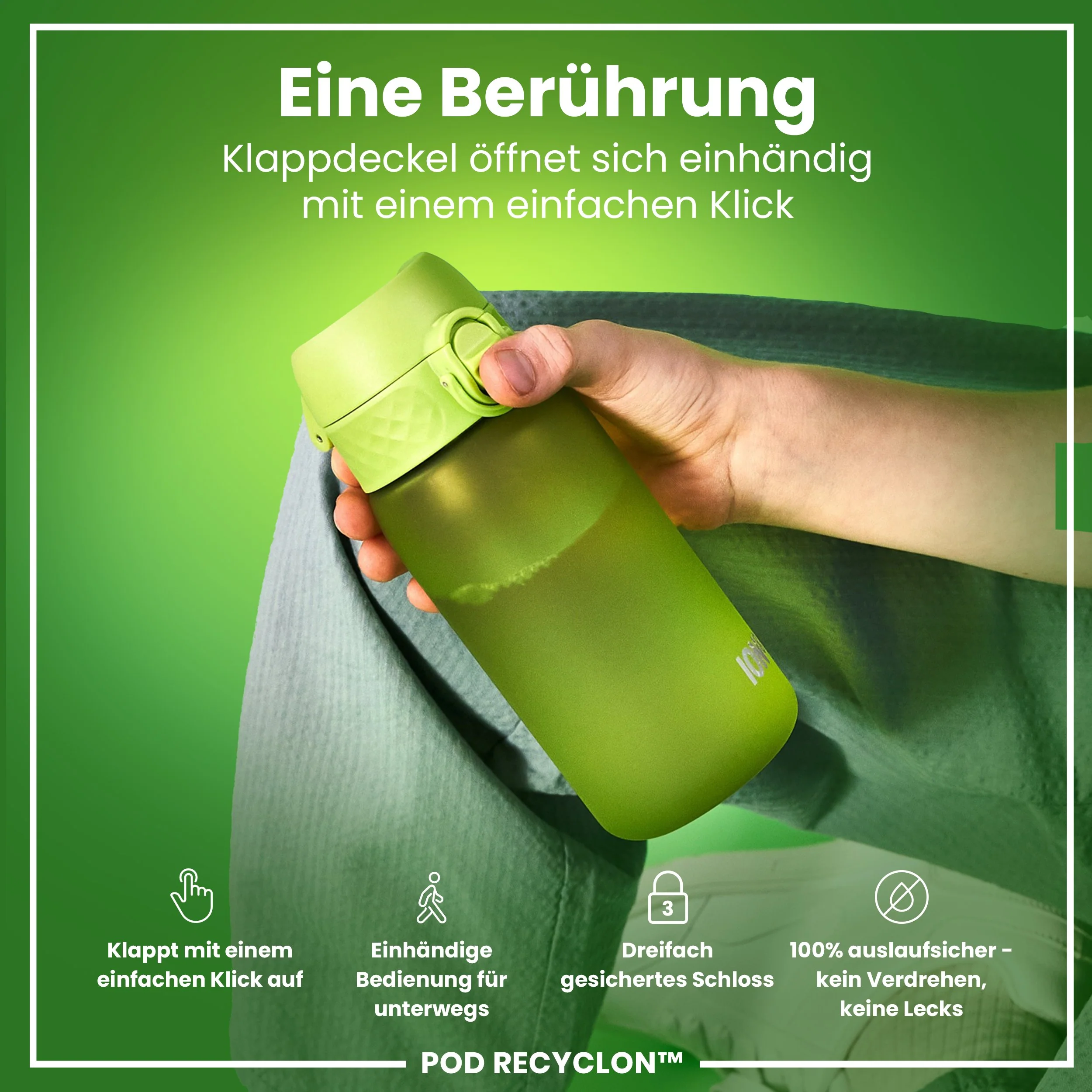 Recyclon Trinkflasche, Grün, 350 ml - Image 3