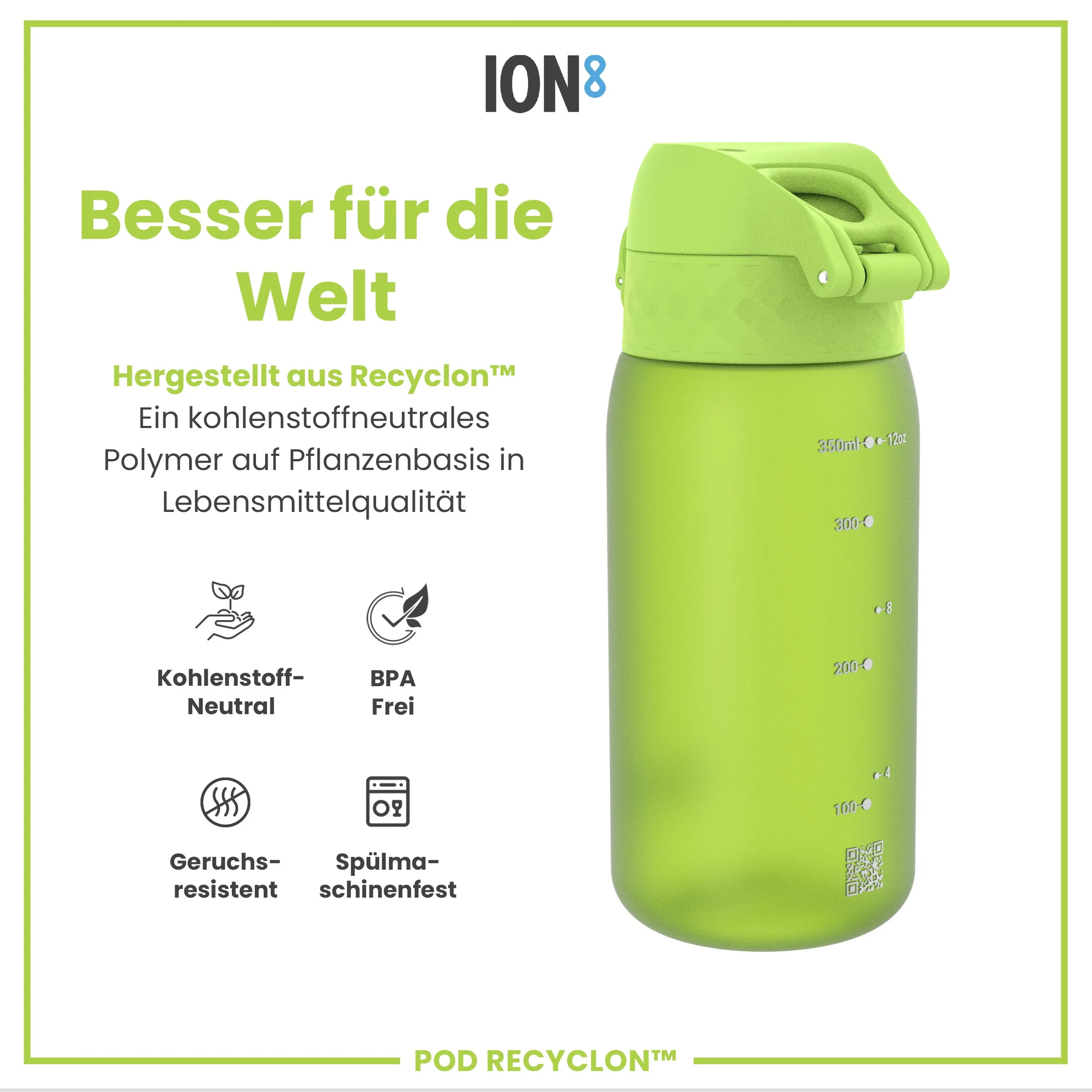 Recyclon Trinkflasche, Grün, 350 ml - Image 5
