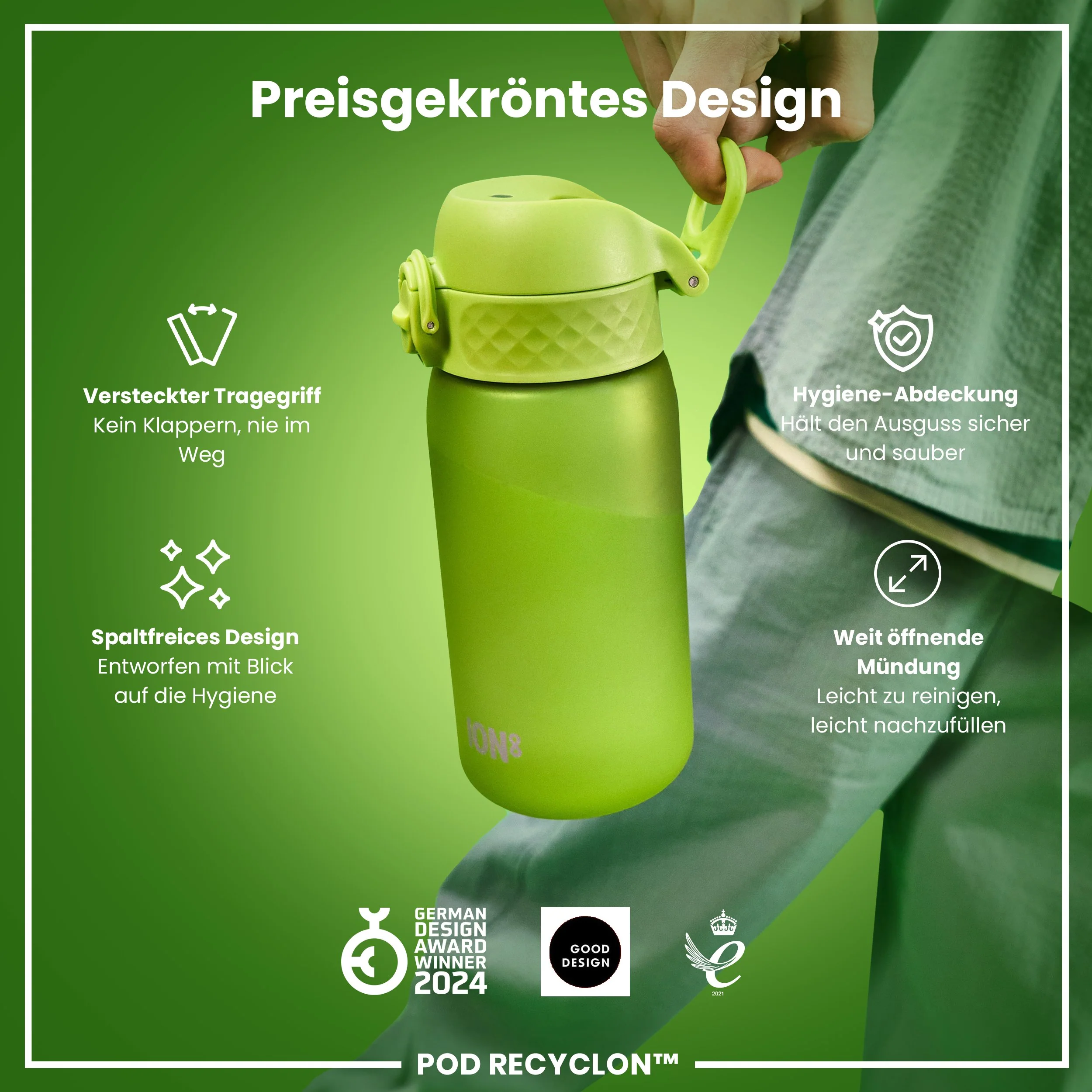 Recyclon Trinkflasche, Grün, 350 ml - Image 6