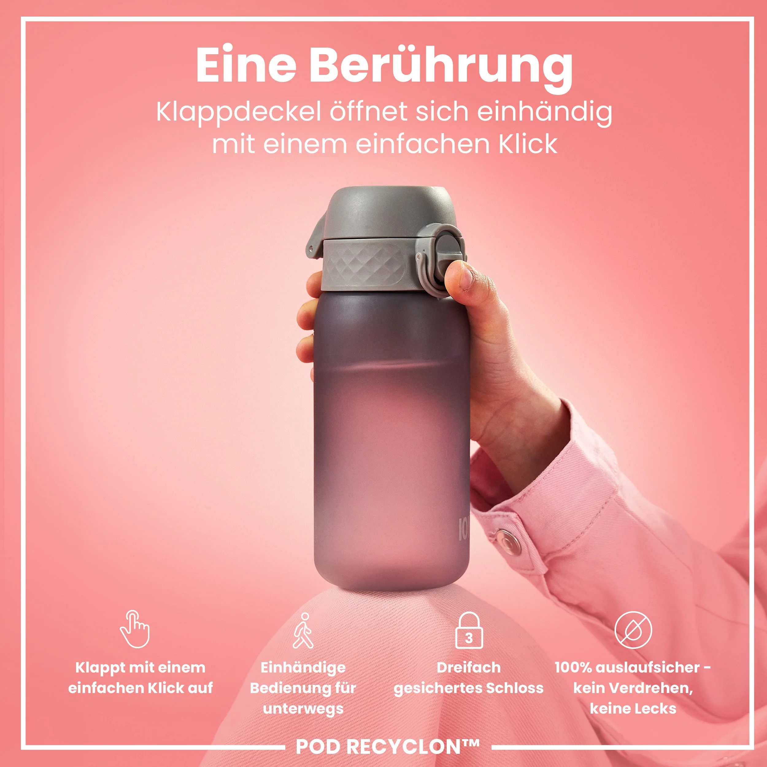 Recyclon Trinkflasche,  Grau, 350 ml - Image 3