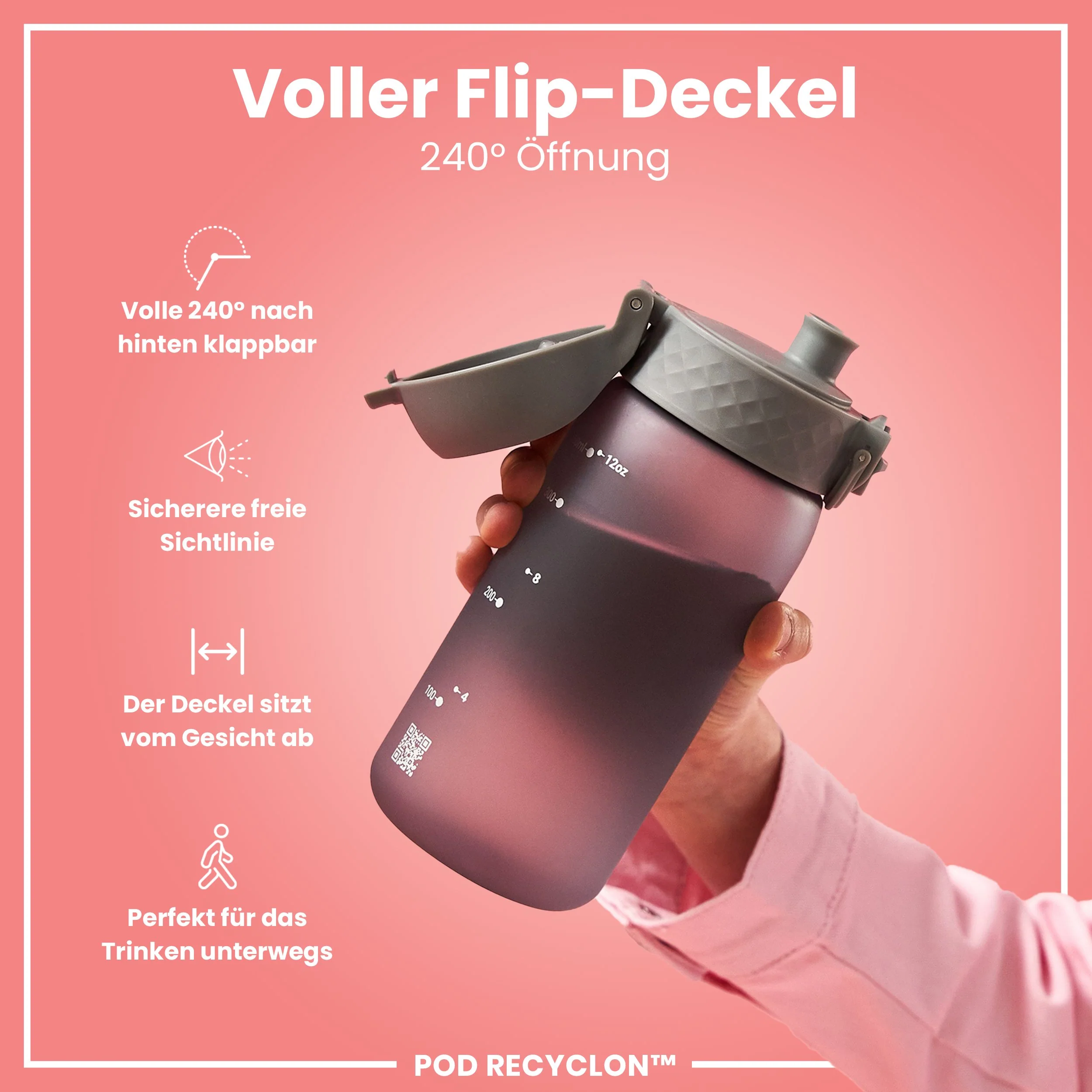 Recyclon Trinkflasche,  Grau, 350 ml - Image 4