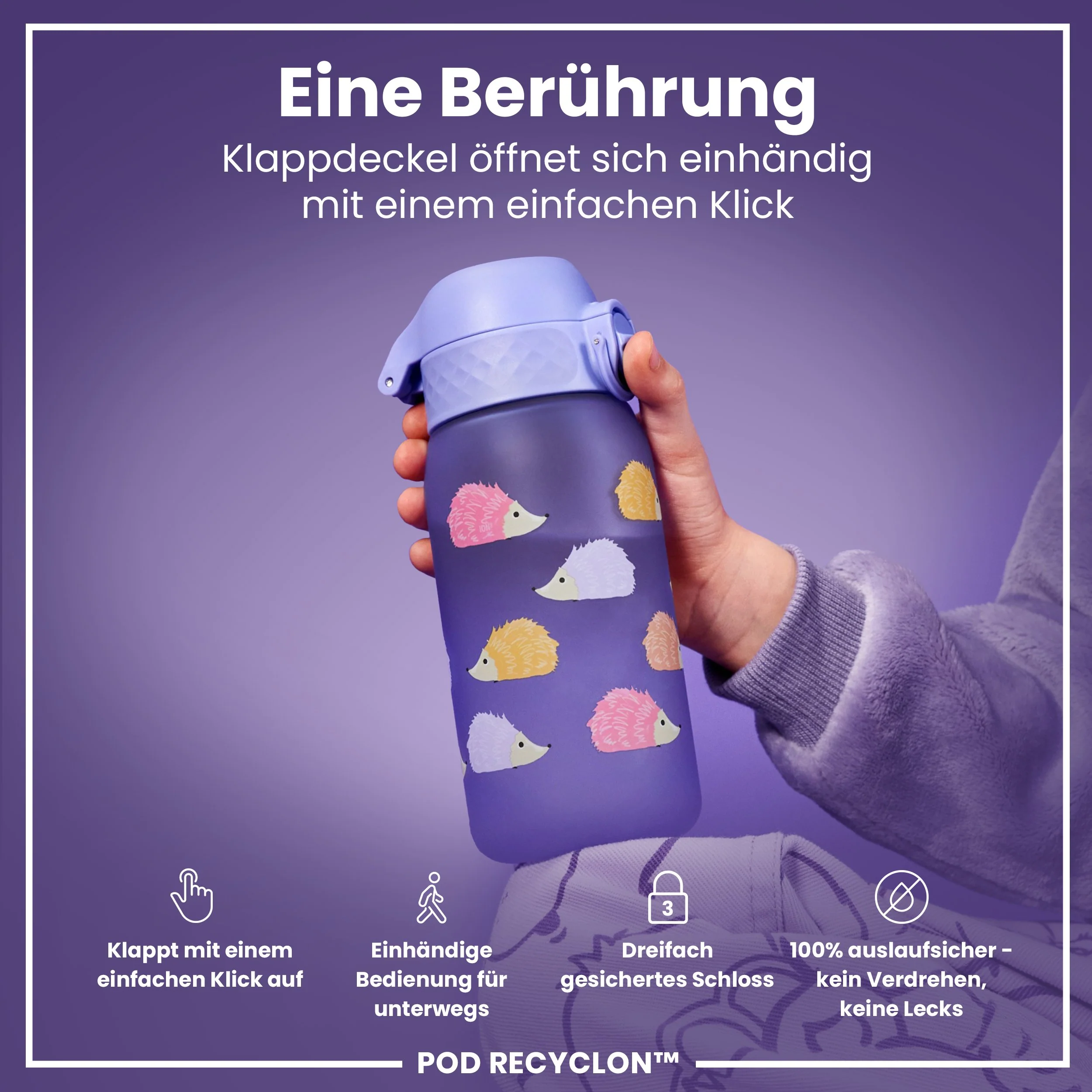 Recyclon Trinkflasche,  Igel, 350 ml - Image 3