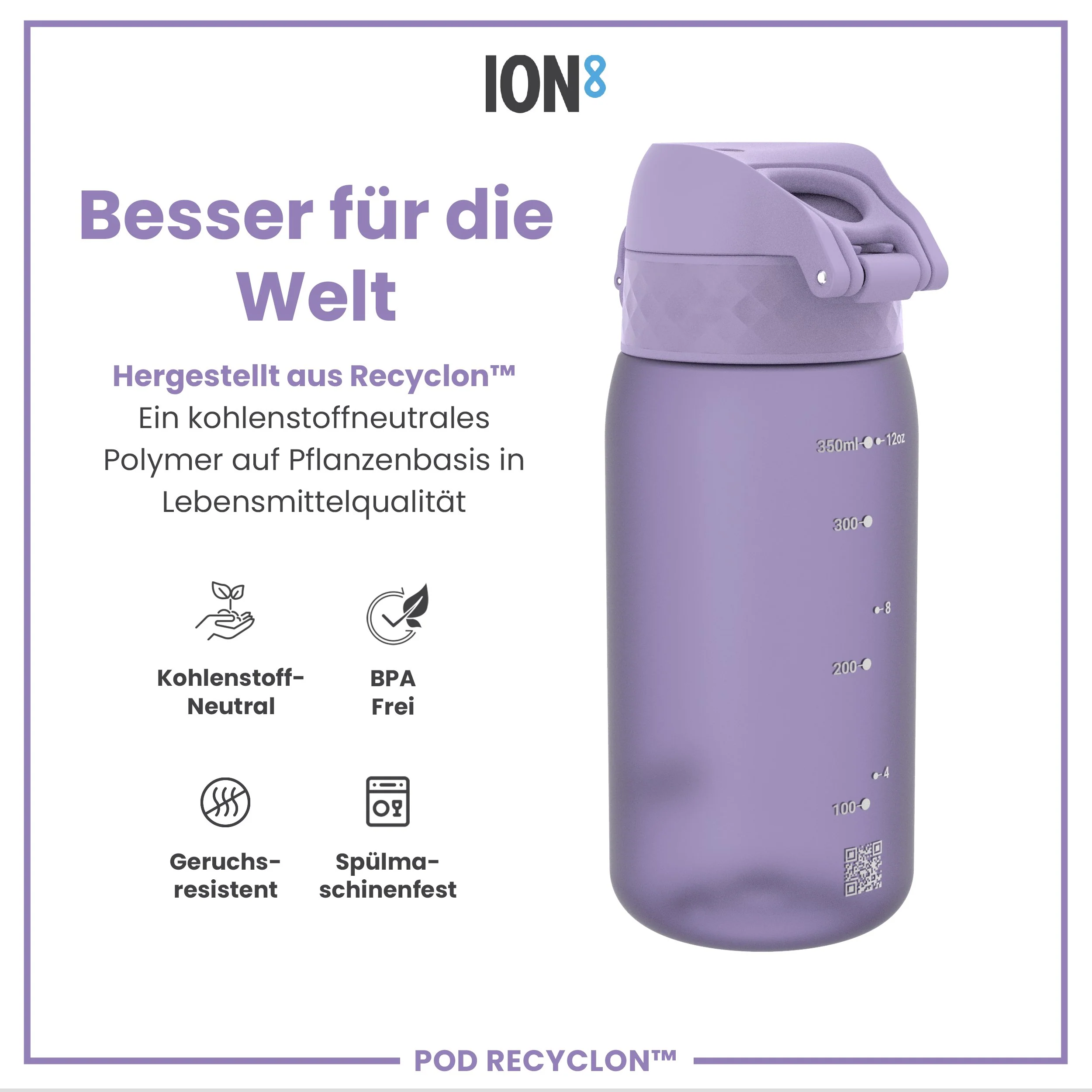 Recyclon Trinkflasche, Helllila, 350 ml - Image 5