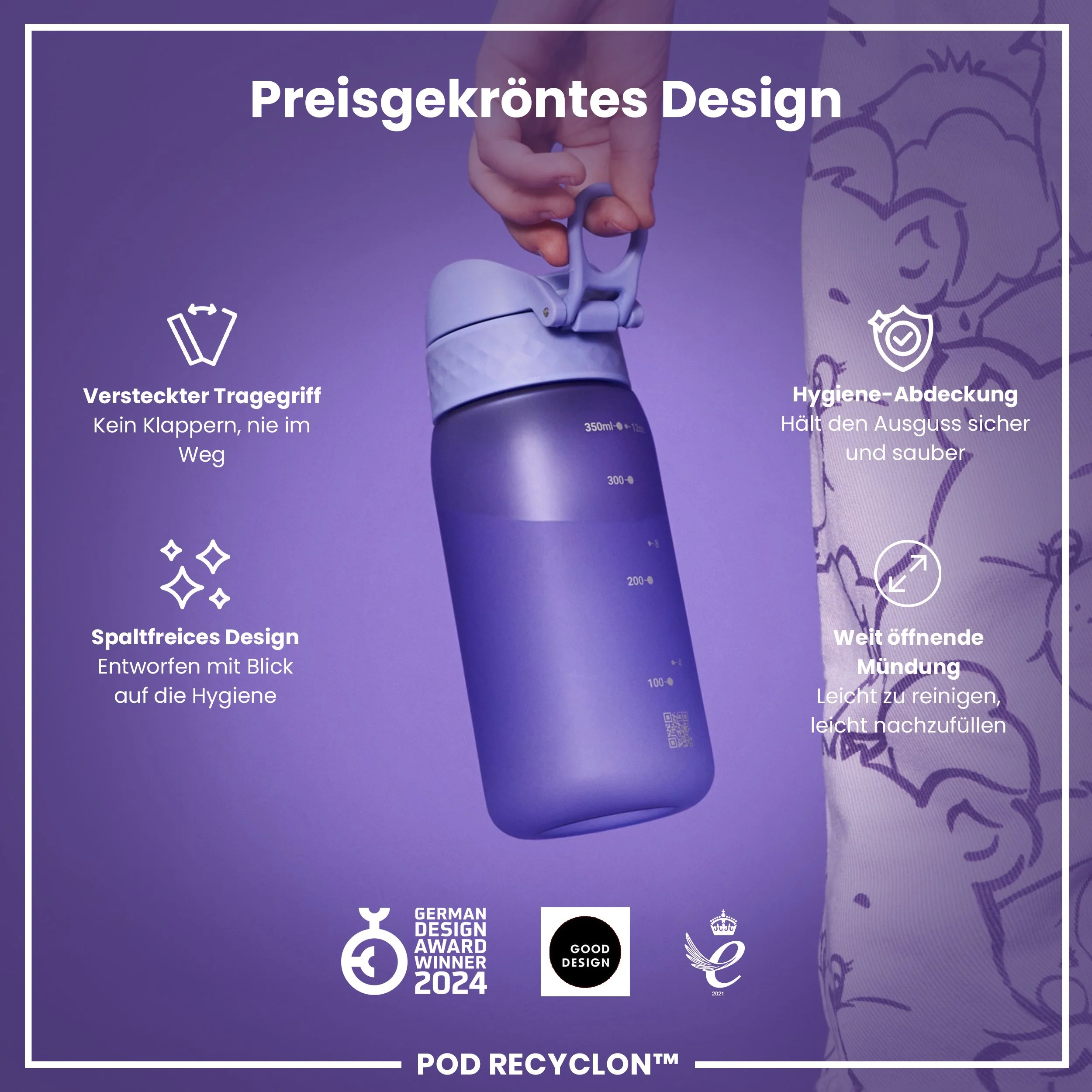 Recyclon Trinkflasche, Helllila, 350 ml - Image 6