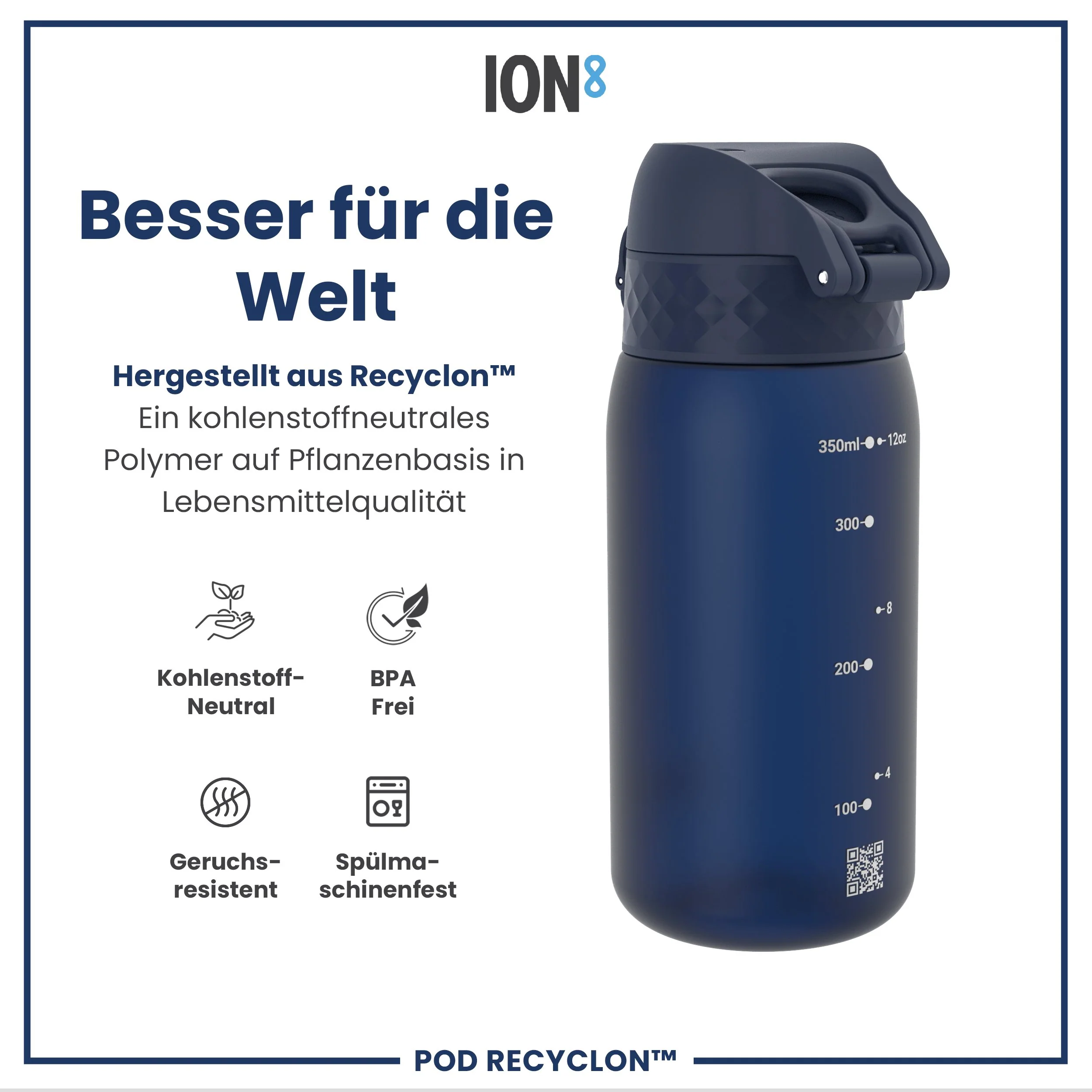 Recyclon Trinkflasche, Marineblau, 350 ml - Image 5