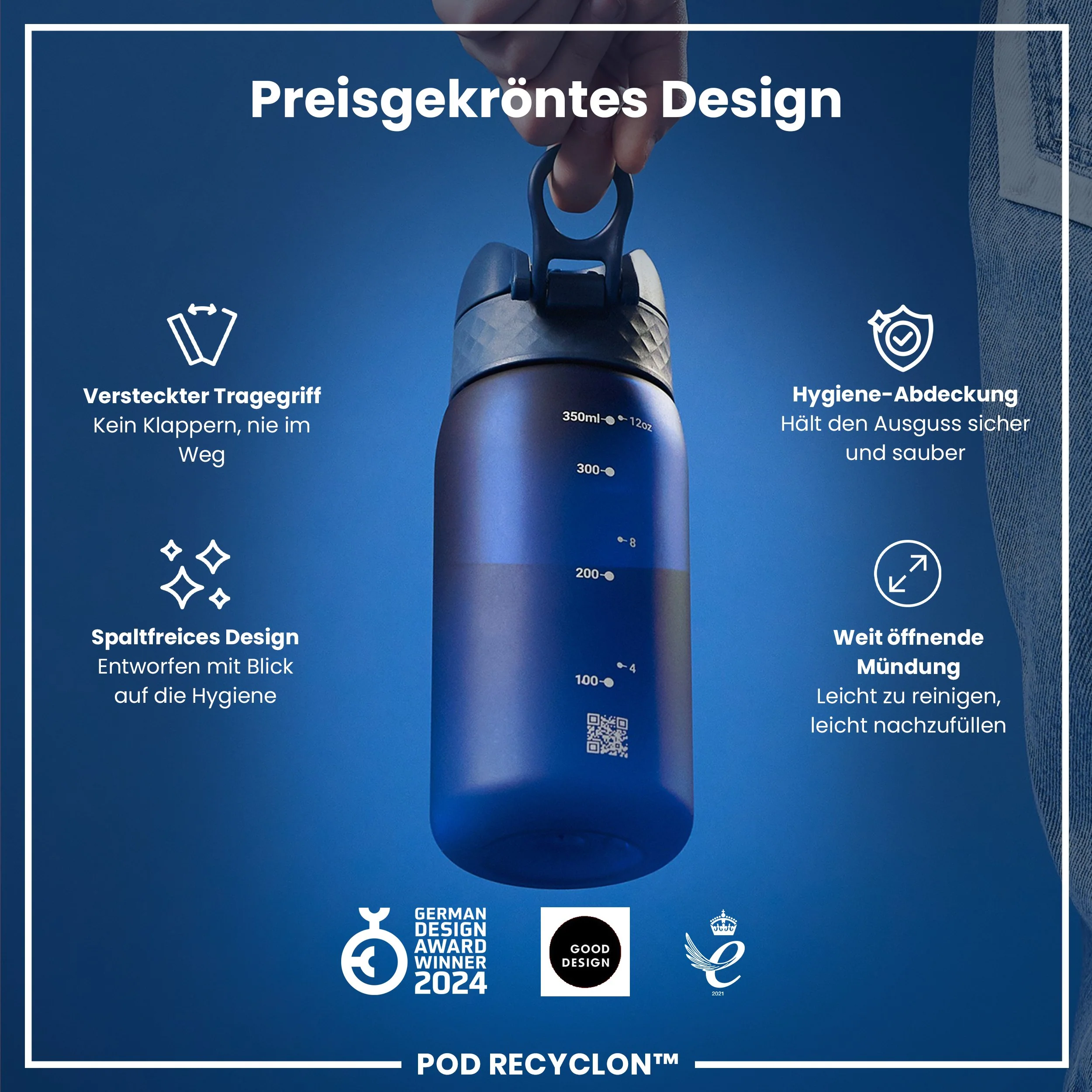 Recyclon Trinkflasche, Marineblau, 350 ml - Image 6