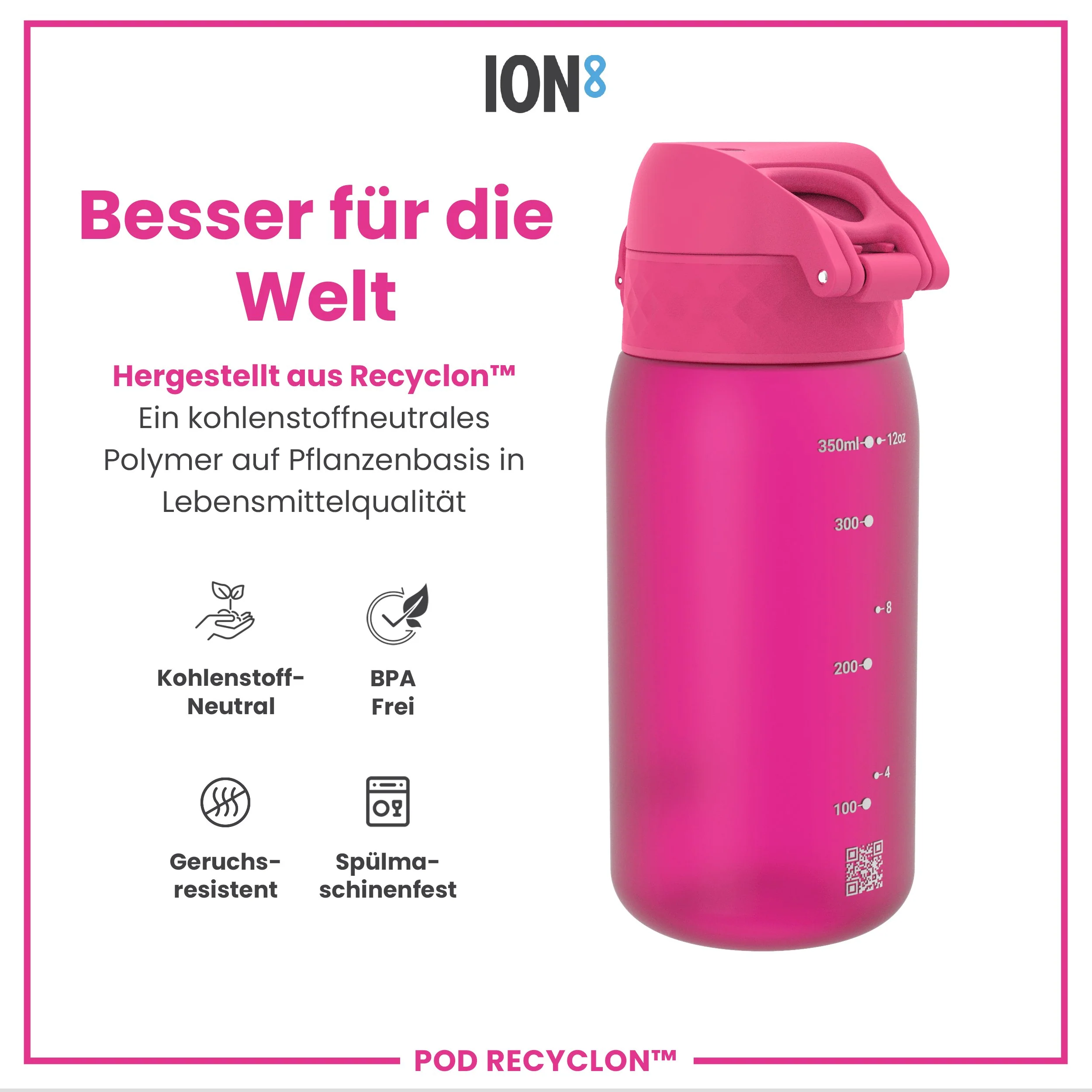 Recyclon Trinkflasche, Rosa, 350 ml - Image 5