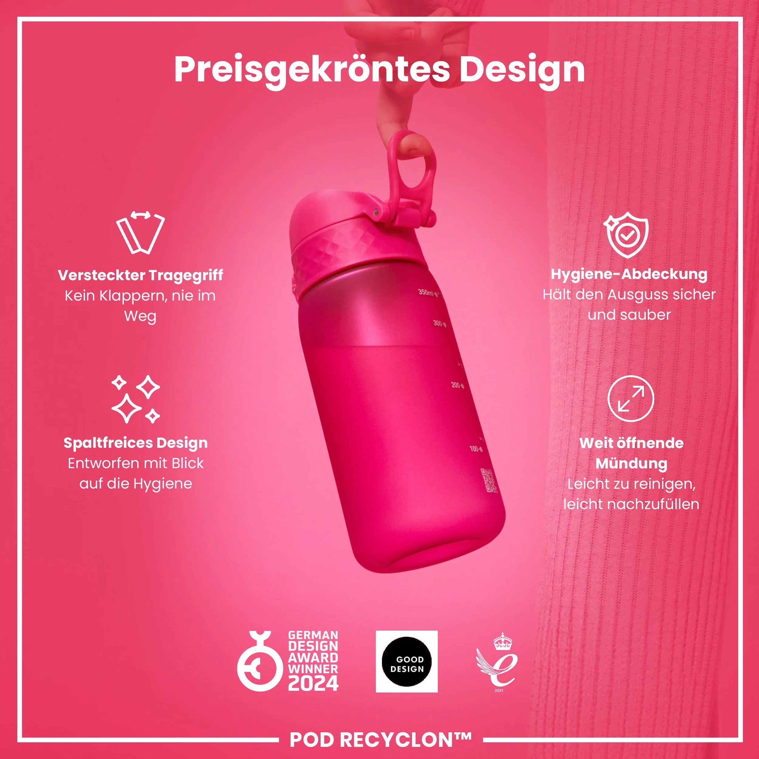 Recyclon Trinkflasche, Rosa, 350 ml - Image 6