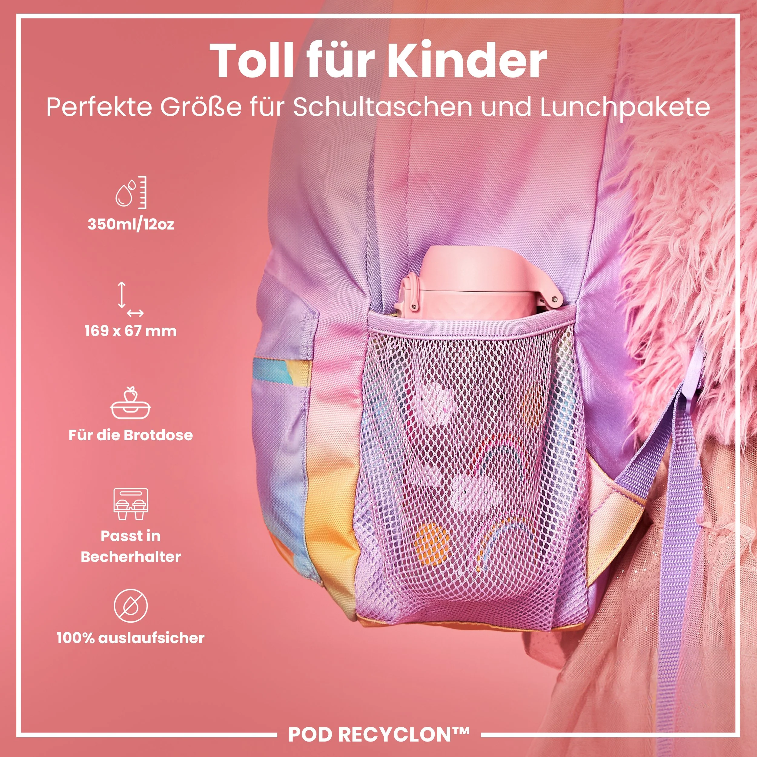 Recyclon Trinkflasche, Regenbogen-Design, 350 ml - Image 2