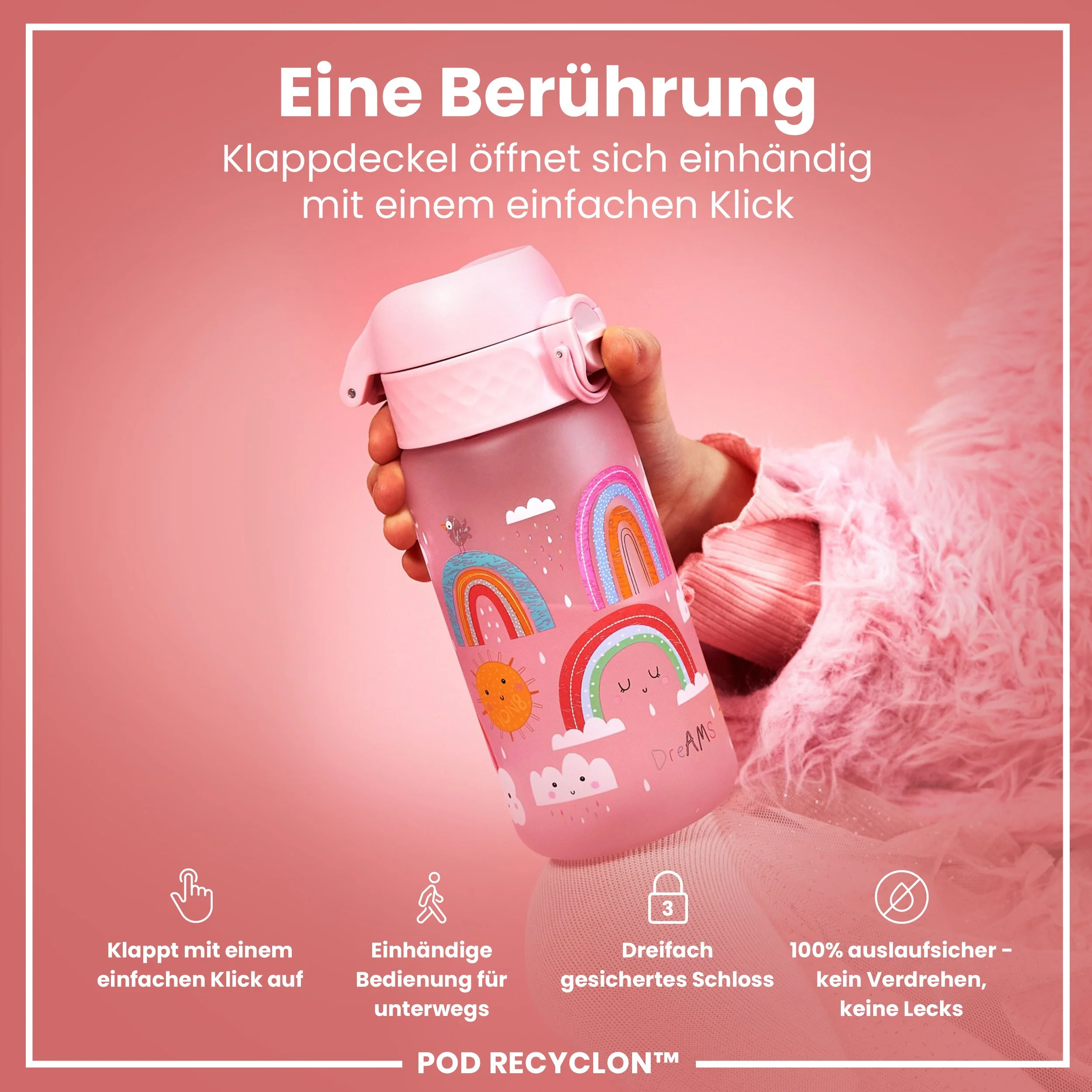 Recyclon Trinkflasche, Regenbogen-Design, 350 ml - Image 3
