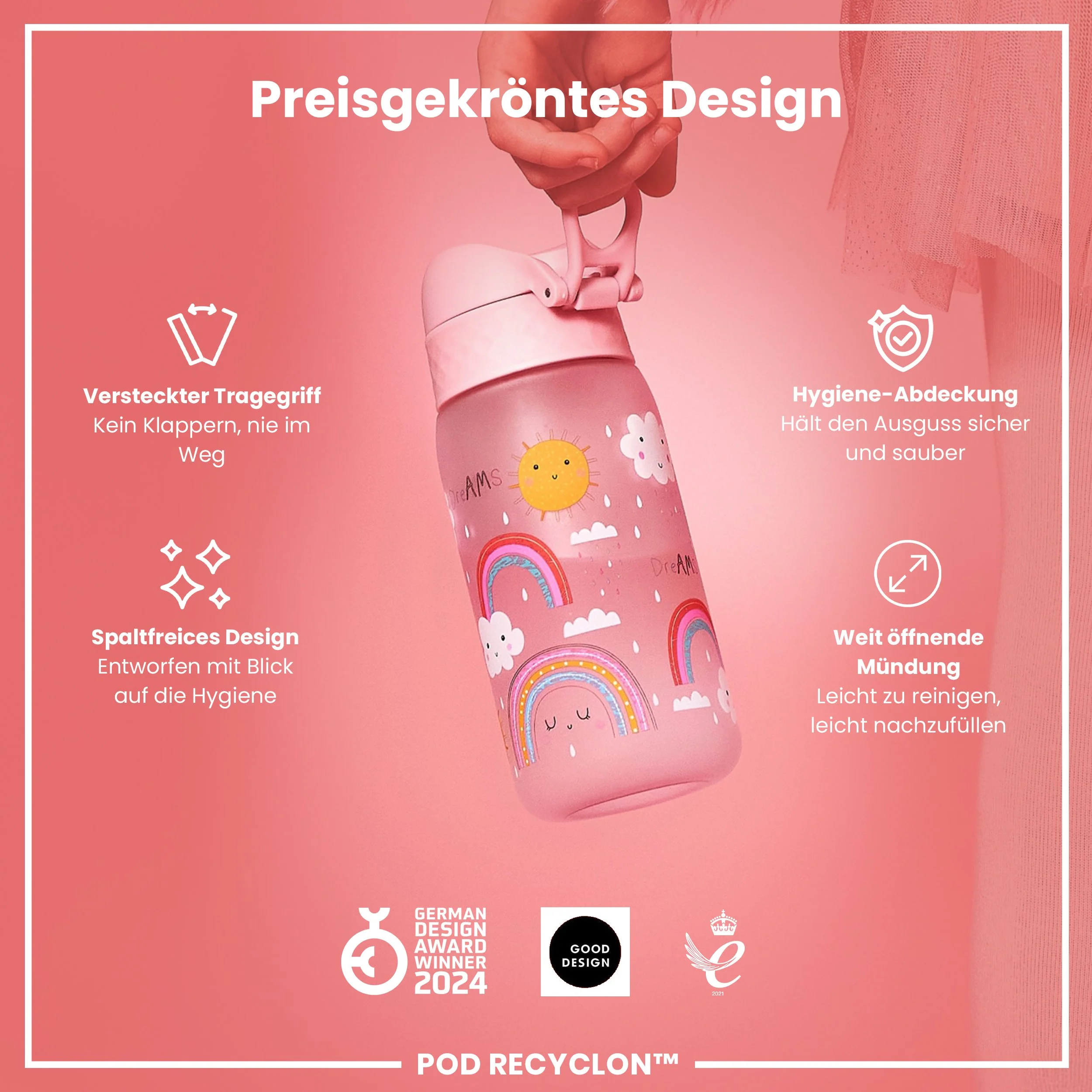 Recyclon Trinkflasche, Regenbogen-Design, 350 ml - Image 6